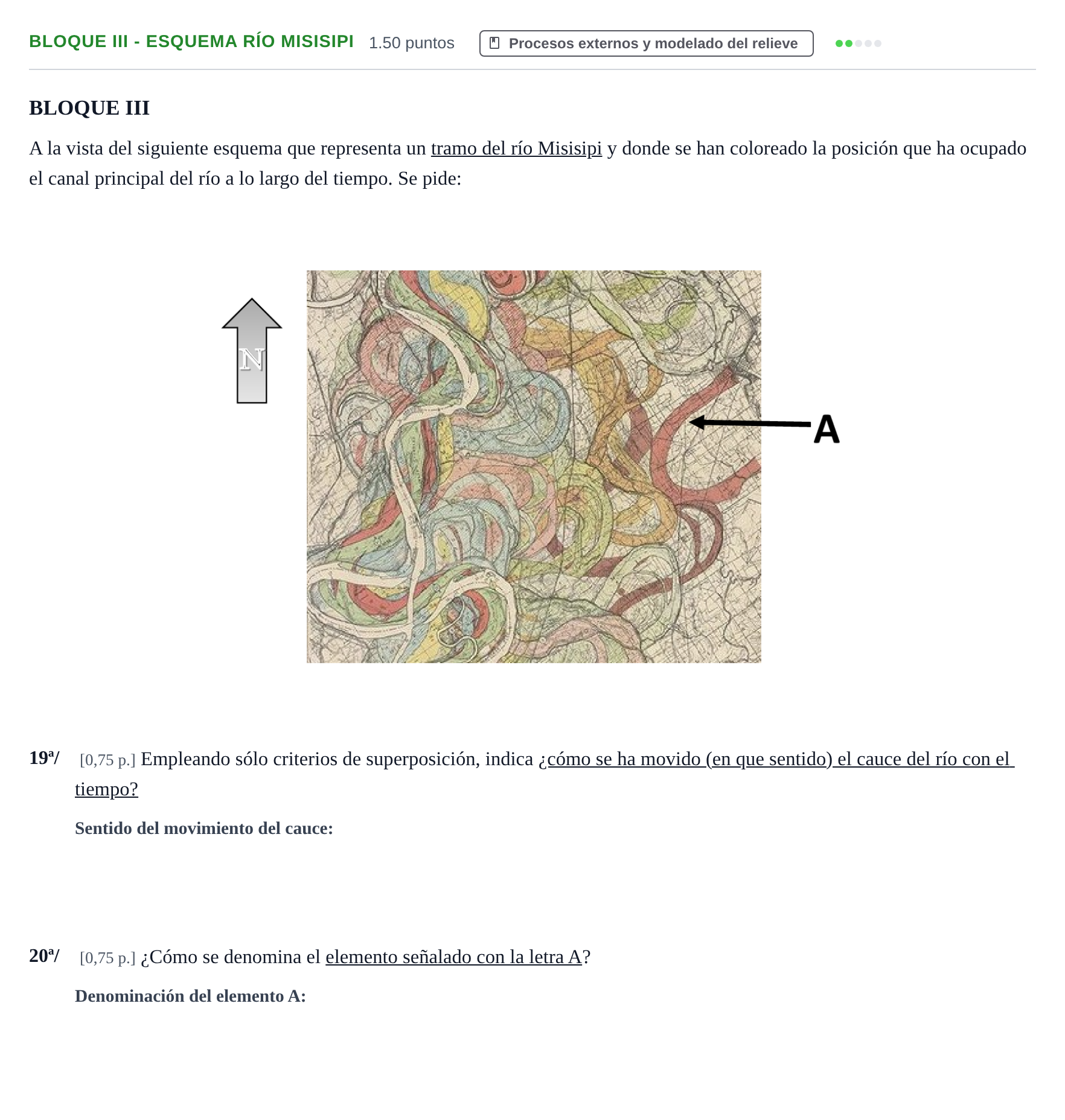 Enunciado: Bloque III - Esquema río Misisipi · Geología y Ciencias Ambientales PAU Castilla-La Mancha Extraordinaria 2022