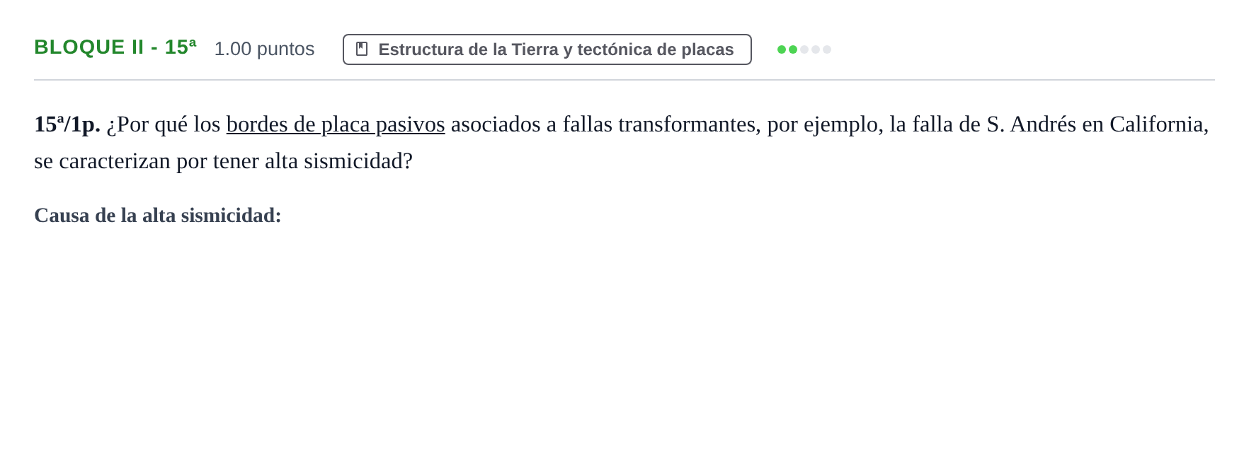 Enunciado: Bloque II - 15ª · Geología y Ciencias Ambientales PAU Castilla-La Mancha Ordinaria 2022