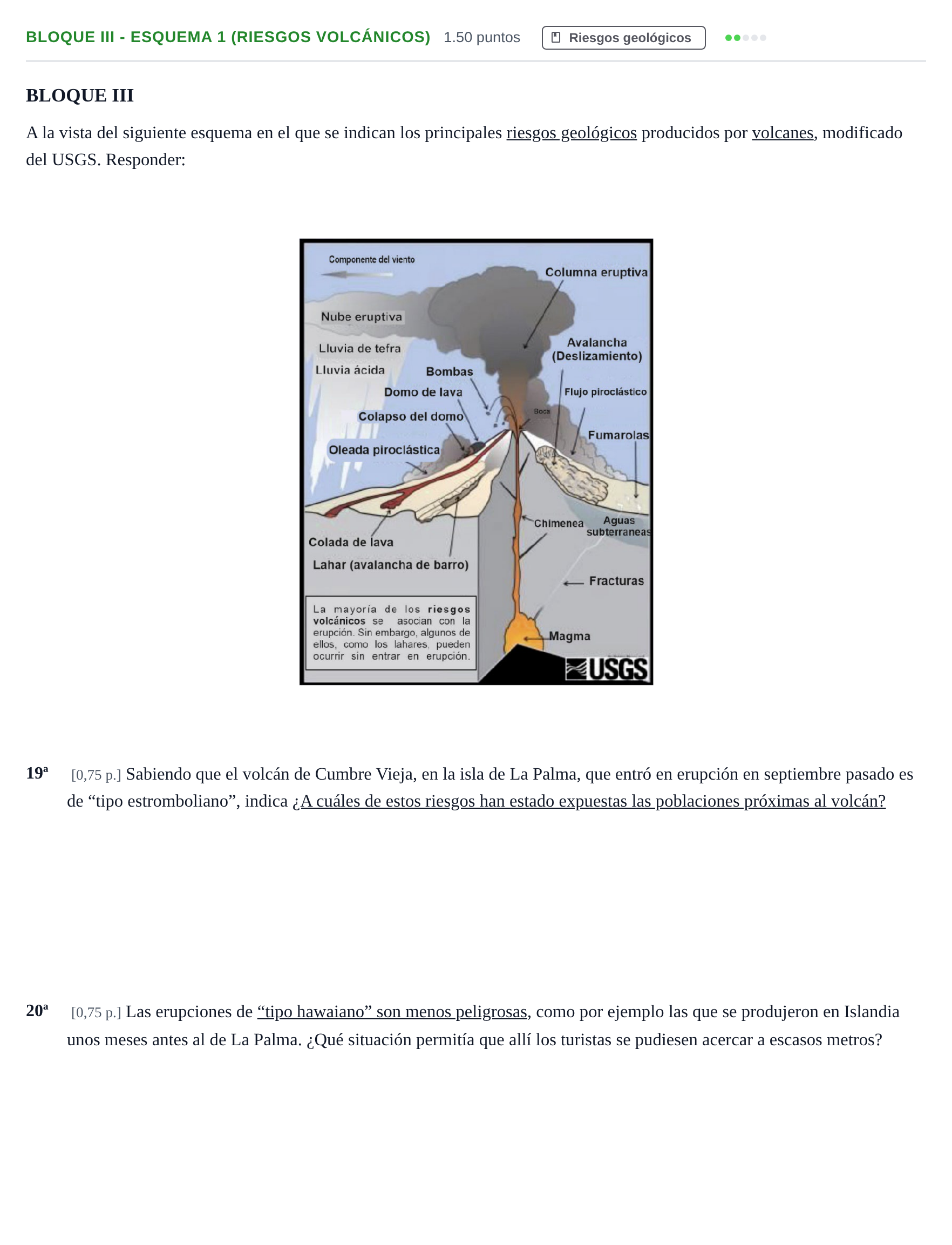 Enunciado: Bloque III - Esquema 1 (Riesgos volcánicos) · Geología y Ciencias Ambientales PAU Castilla-La Mancha Ordinaria 2022