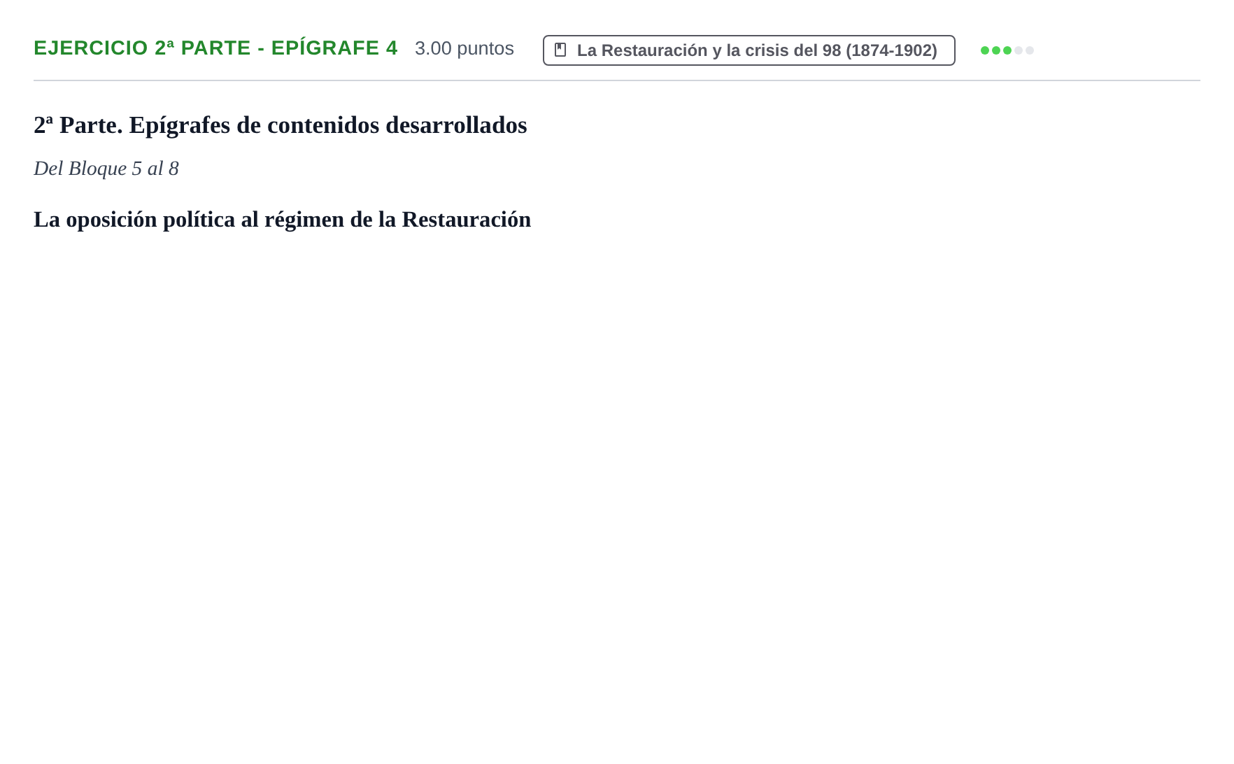 Enunciado: Ejercicio 2ª Parte - Epígrafe 4 · Historia de España PAU Castilla-La Mancha Ordinaria 2022