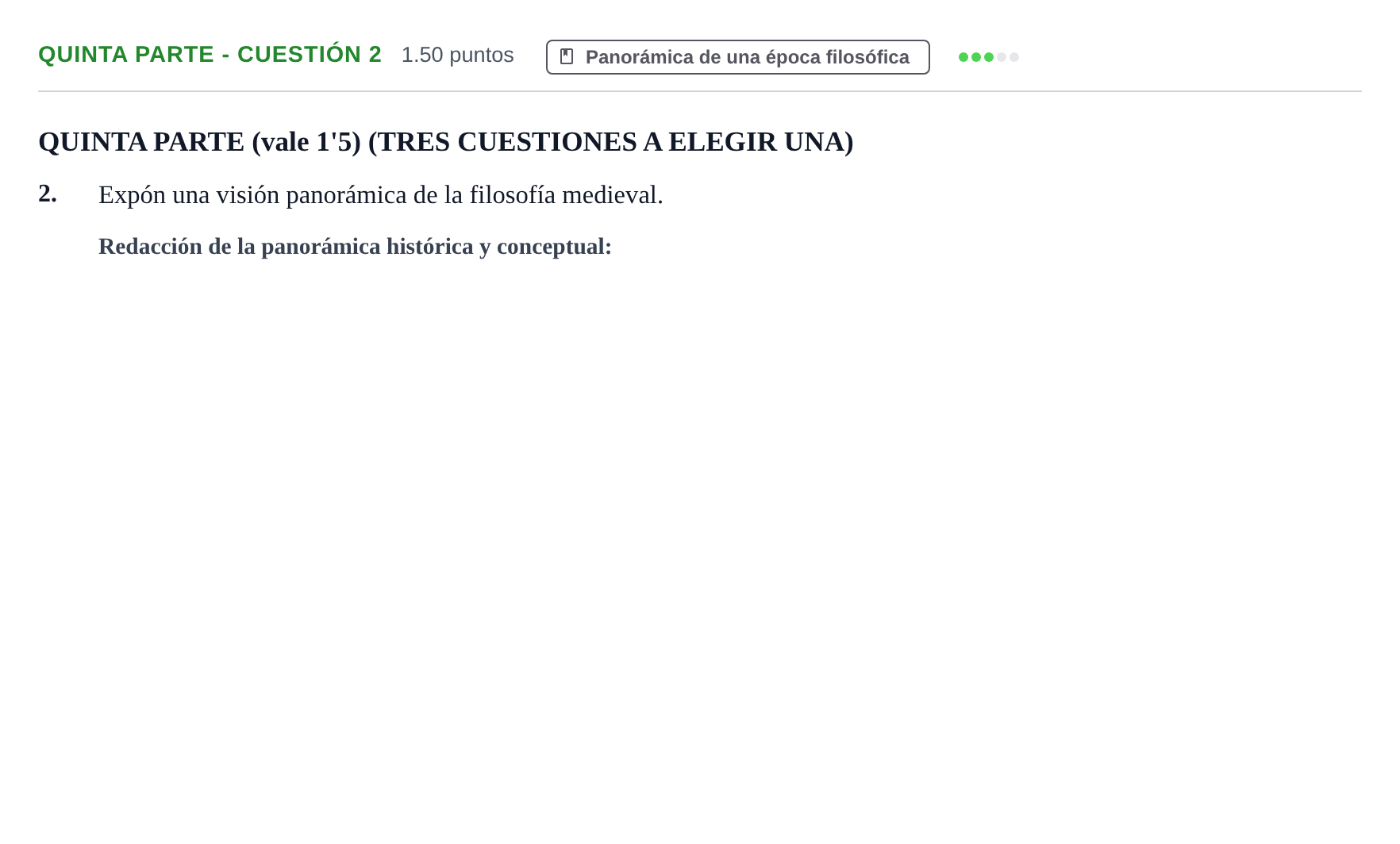 Enunciado: Ejercicio Quinta parte - Cuestión 2 · Historia de la Filosofía PAU Castilla-La Mancha Extraordinaria 2022