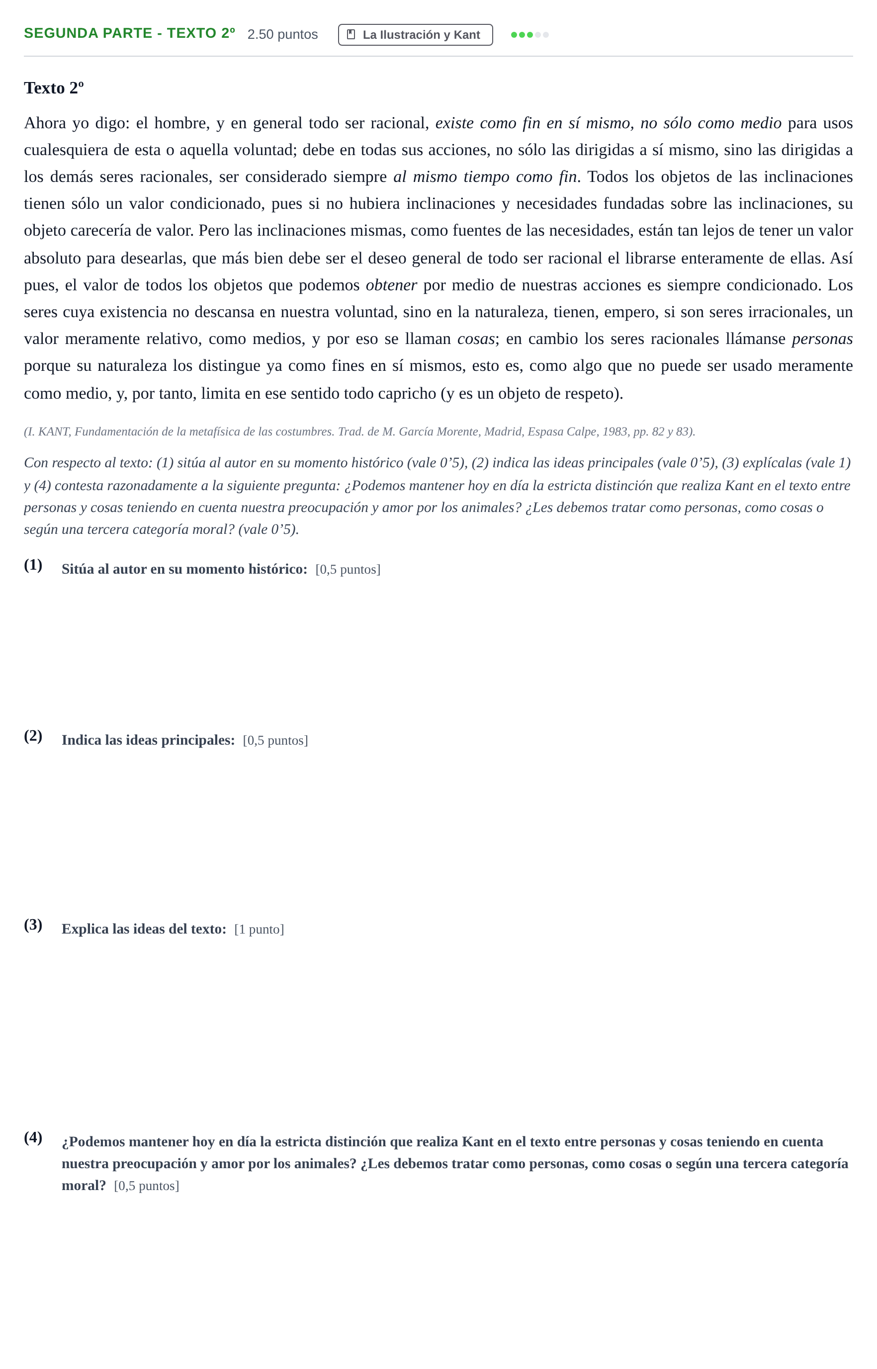 Enunciado: Ejercicio Segunda parte - Texto 2º · Historia de la Filosofía PAU Castilla-La Mancha Extraordinaria 2022