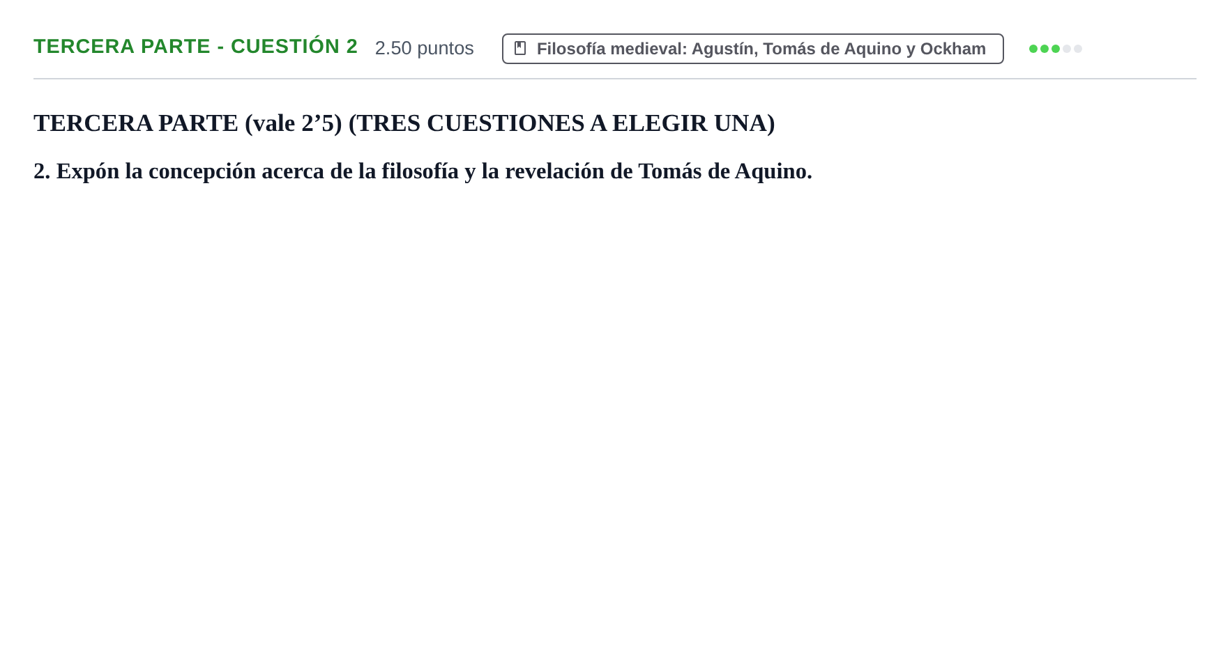 Enunciado: Ejercicio Tercera parte - Cuestión 2 · Historia de la Filosofía PAU Castilla-La Mancha Extraordinaria 2022