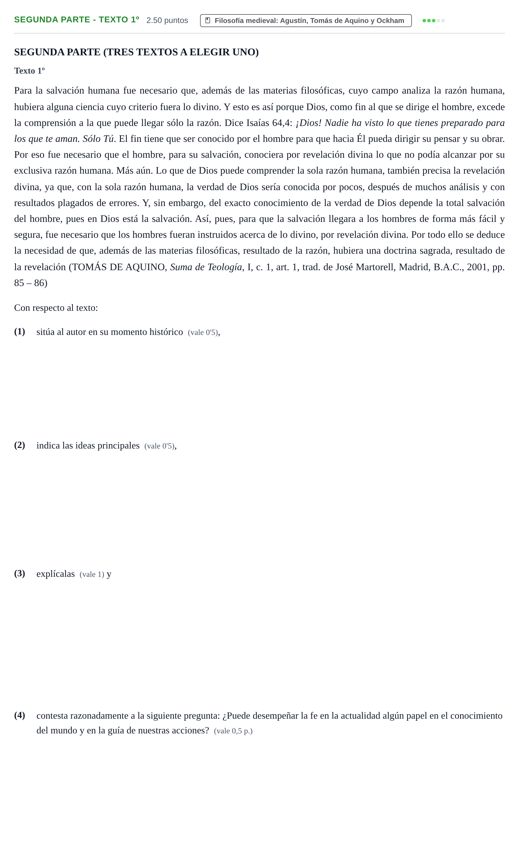 Enunciado: Ejercicio Segunda parte - Texto 1º · Historia de la Filosofía PAU Castilla-La Mancha Ordinaria 2022