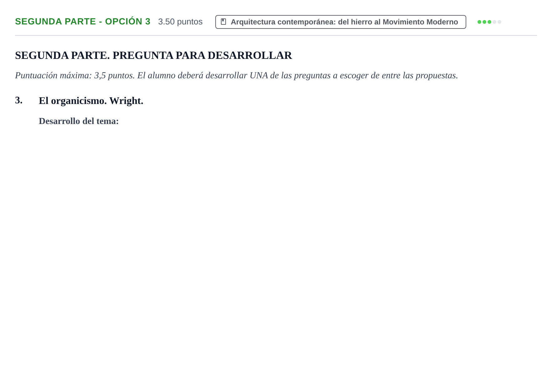 Enunciado: Ejercicio Segunda parte - Opción 3 · Historia del Arte PAU Castilla-La Mancha Extraordinaria 2022