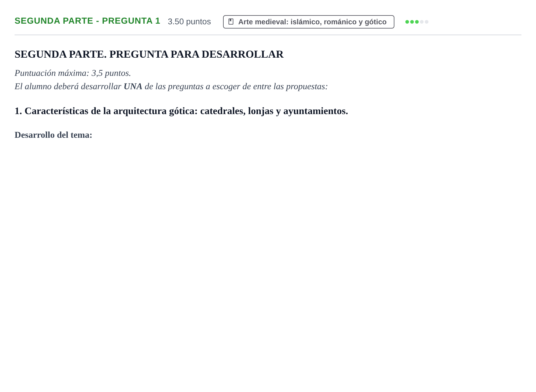 Enunciado: Ejercicio Segunda parte - Pregunta 1 · Historia del Arte PAU Castilla-La Mancha Ordinaria 2022
