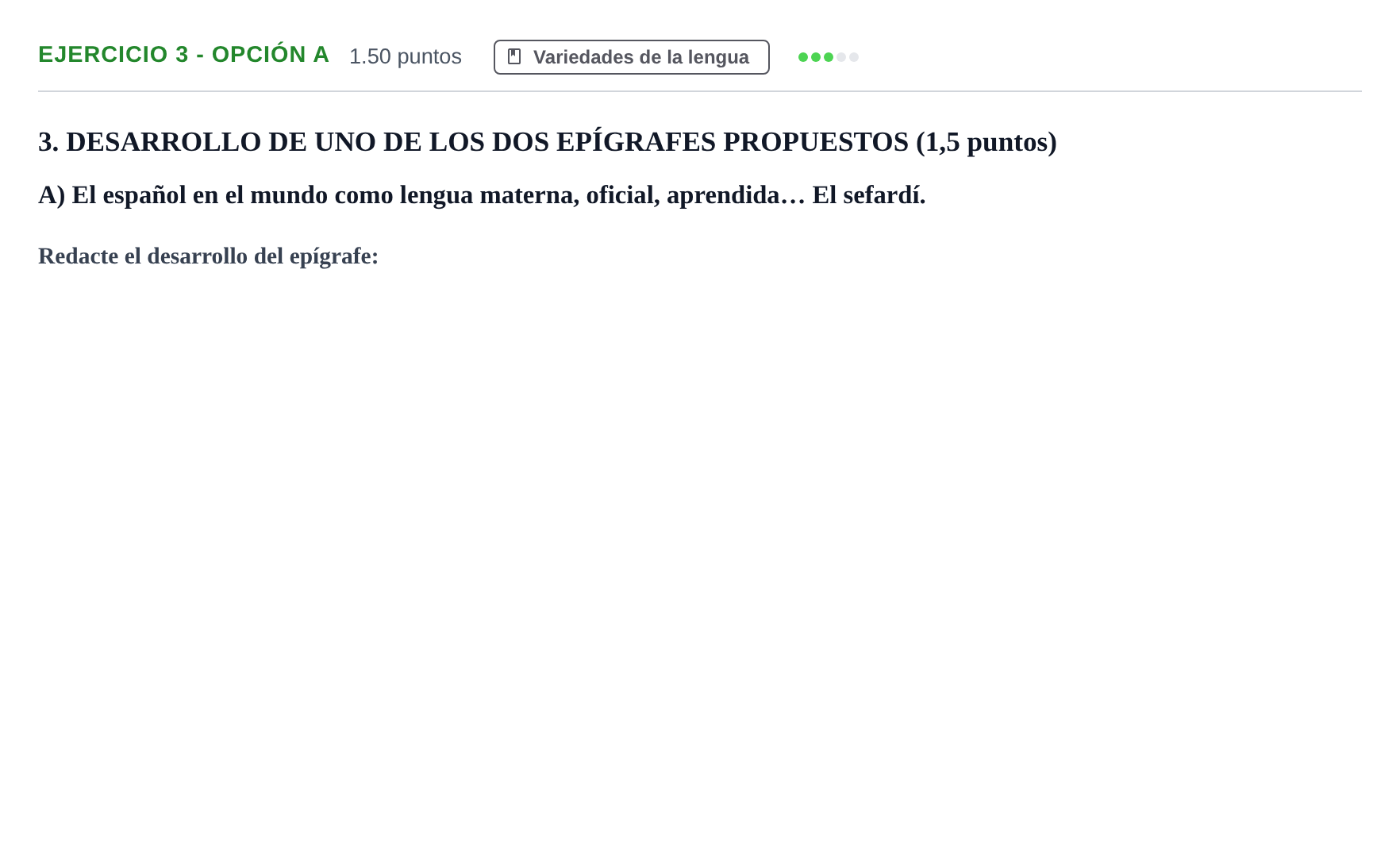 Enunciado: Ejercicio 3 - Opción A · Lengua Castellana y Literatura II PAU Castilla-La Mancha Extraordinaria 2022