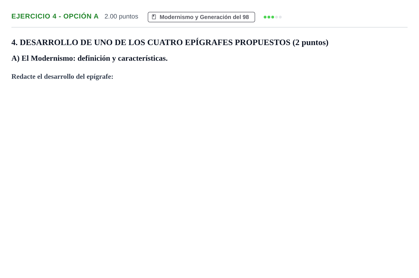 Enunciado: Ejercicio 4 - Opción A · Lengua Castellana y Literatura II PAU Castilla-La Mancha Extraordinaria 2022