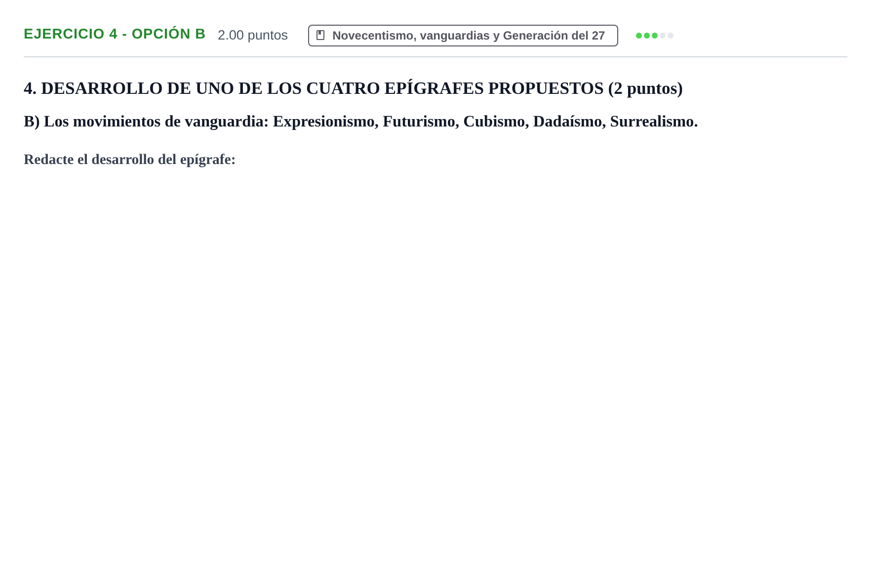 Enunciado: Ejercicio 4 - Opción B · Lengua Castellana y Literatura II PAU Castilla-La Mancha Extraordinaria 2022