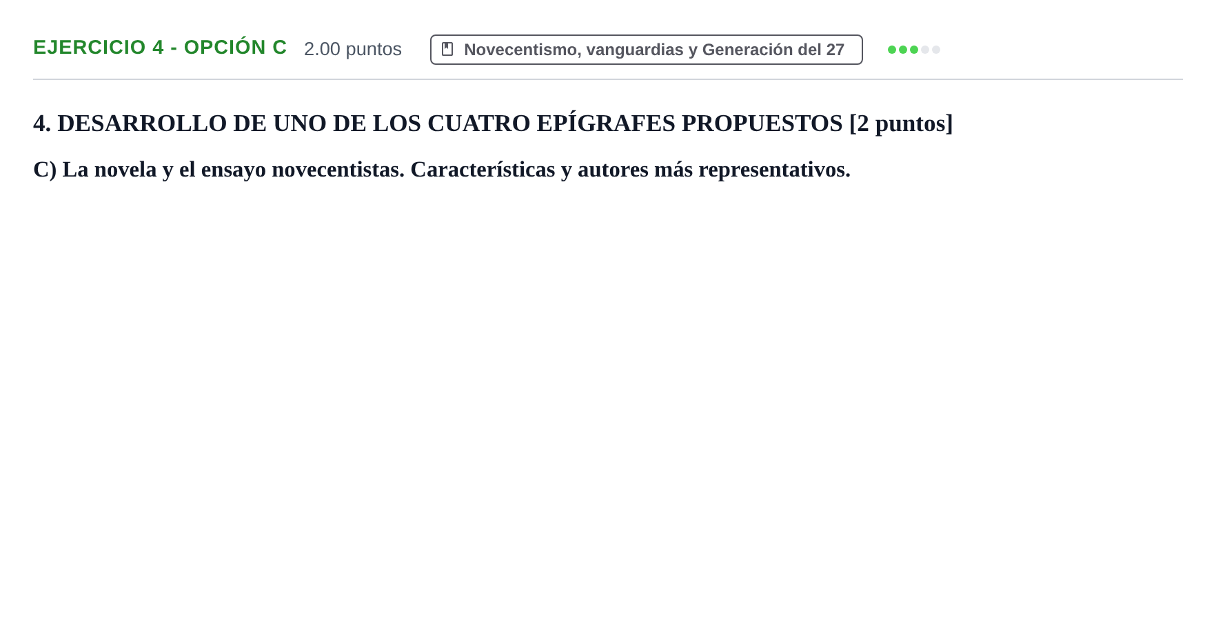 Enunciado: Ejercicio 4 - Opción C · Lengua Castellana y Literatura II PAU Castilla-La Mancha Extraordinaria 2022