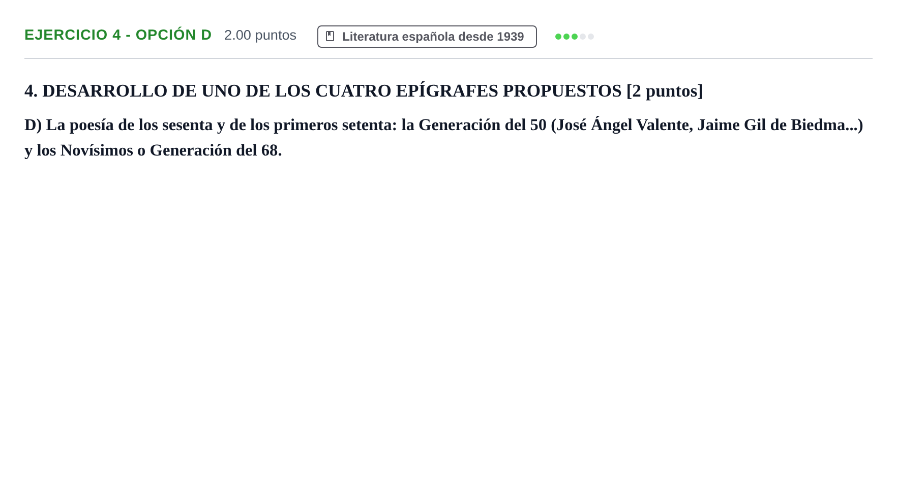 Enunciado: Ejercicio 4 - Opción D · Lengua Castellana y Literatura II PAU Castilla-La Mancha Extraordinaria 2022