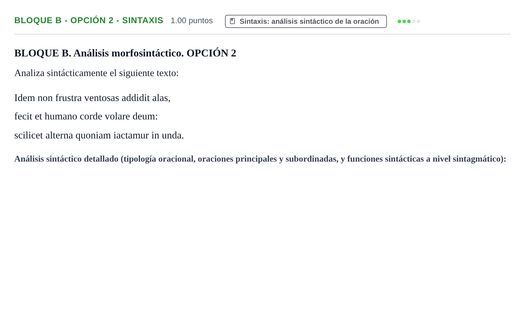 Enunciado: Bloque B - Opción 2 - Sintaxis · Latín II PAU Castilla-La Mancha Ordinaria 2022