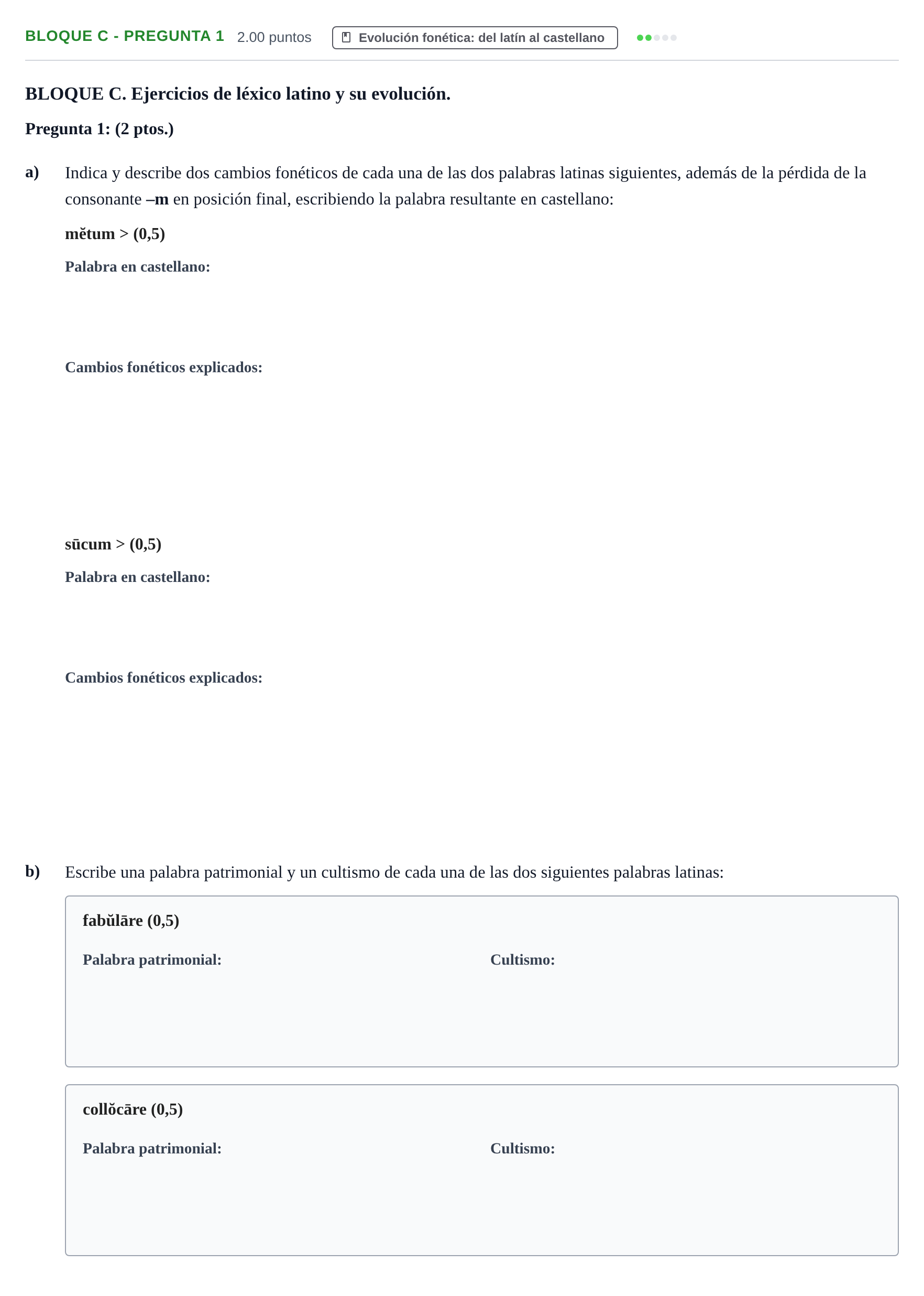 Enunciado: Bloque C - Pregunta 1 · Latín II PAU Castilla-La Mancha Ordinaria 2022