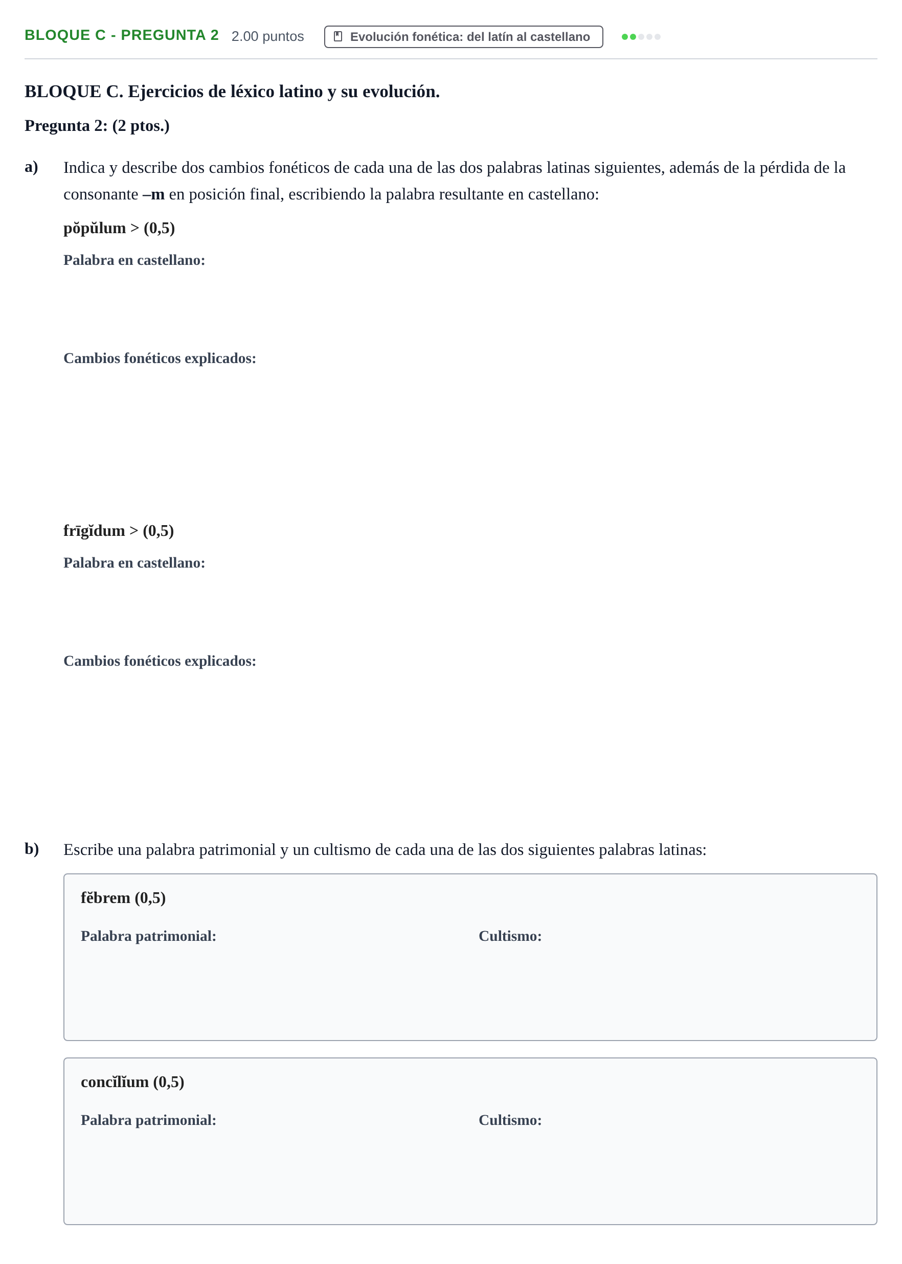 Enunciado: Bloque C - Pregunta 2 · Latín II PAU Castilla-La Mancha Ordinaria 2022
