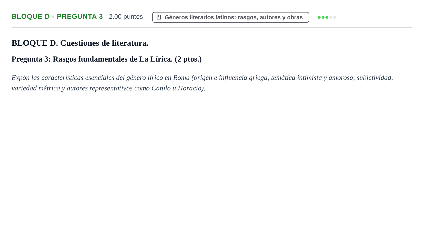 Enunciado: Bloque D - Pregunta 3 · Latín II PAU Castilla-La Mancha Ordinaria 2022