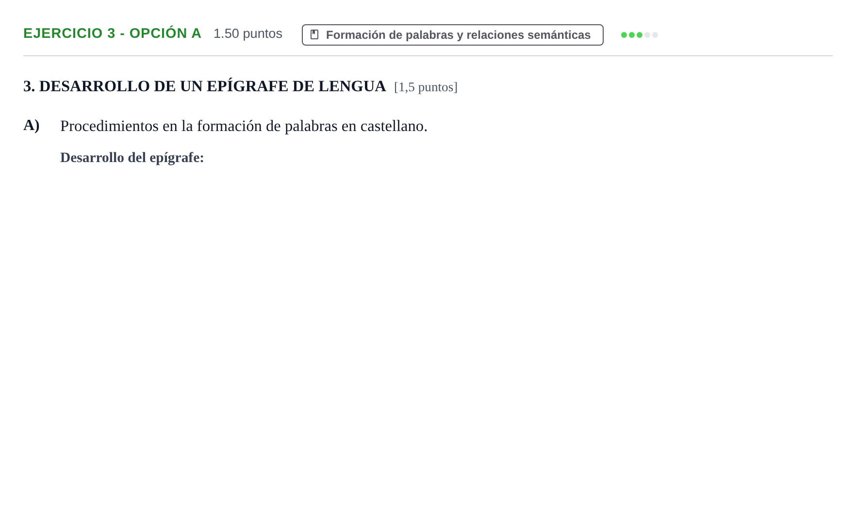 Enunciado: Ejercicio 3 - Opción A · Lengua Castellana y Literatura II PAU Castilla-La Mancha Ordinaria 2022