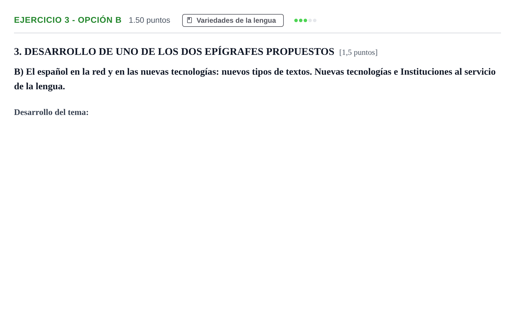 Enunciado: Ejercicio 3 - Opción B · Lengua Castellana y Literatura II PAU Castilla-La Mancha Ordinaria 2022