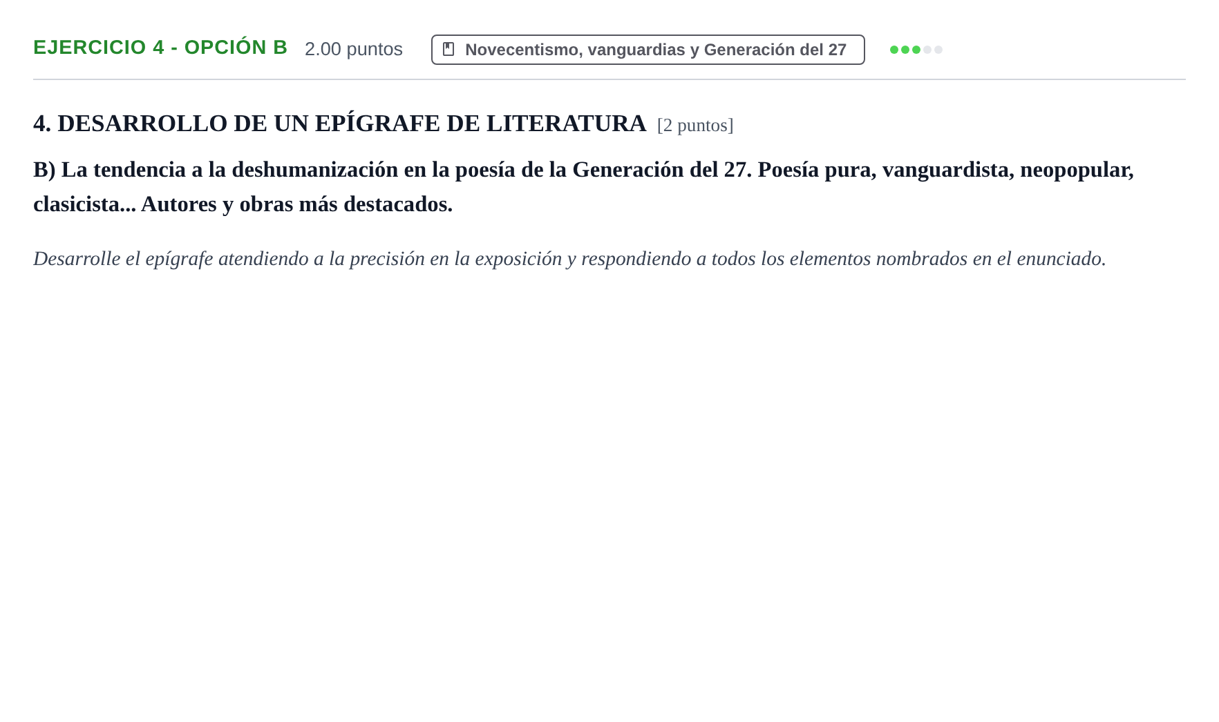 Enunciado: Ejercicio 4 - Opción B · Lengua Castellana y Literatura II PAU Castilla-La Mancha Ordinaria 2022