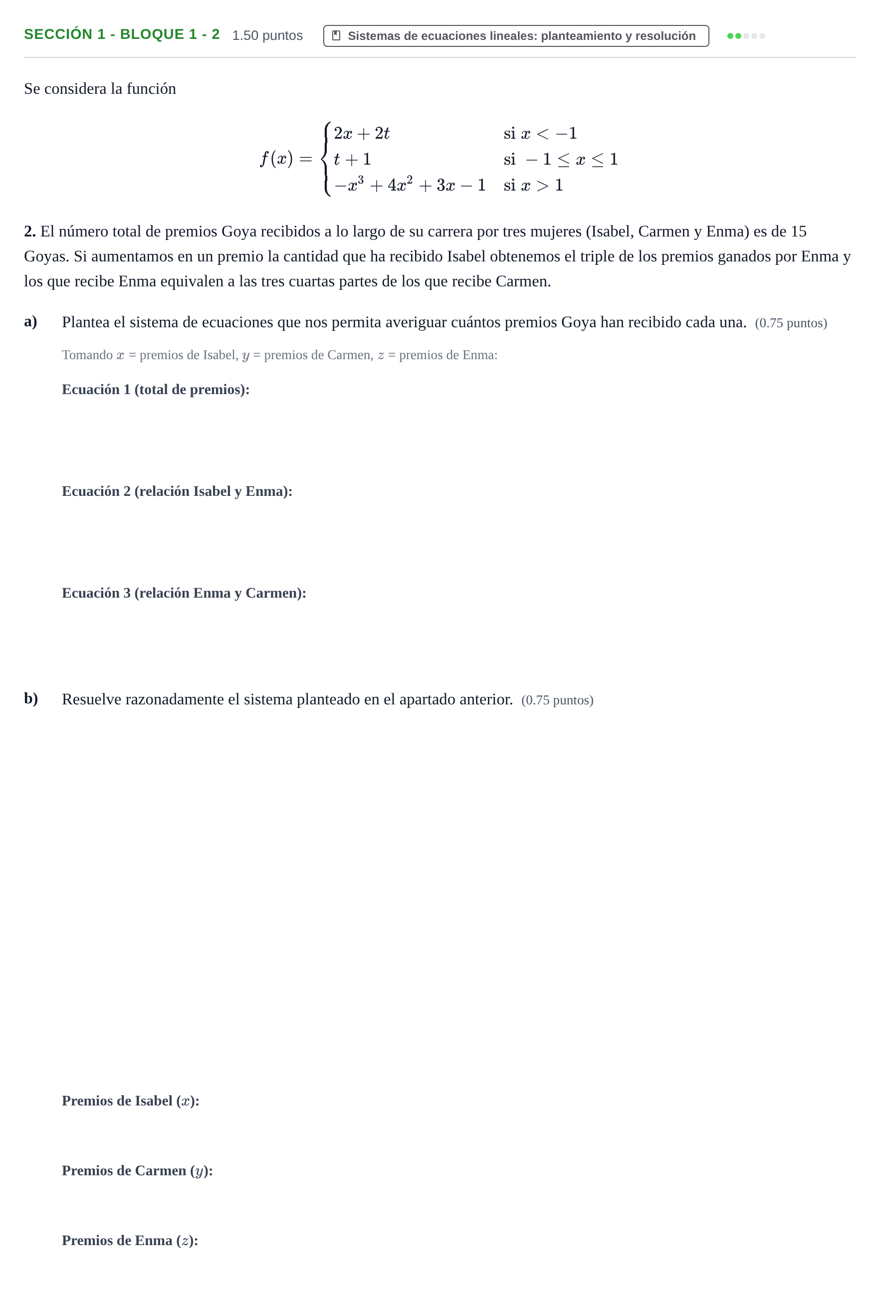Enunciado: Ejercicio Sección 1 - Bloque 1 - 2 · Matemáticas aplicadas a las Ciencias Sociales II PAU Castilla-La Mancha Extraordinaria 2022