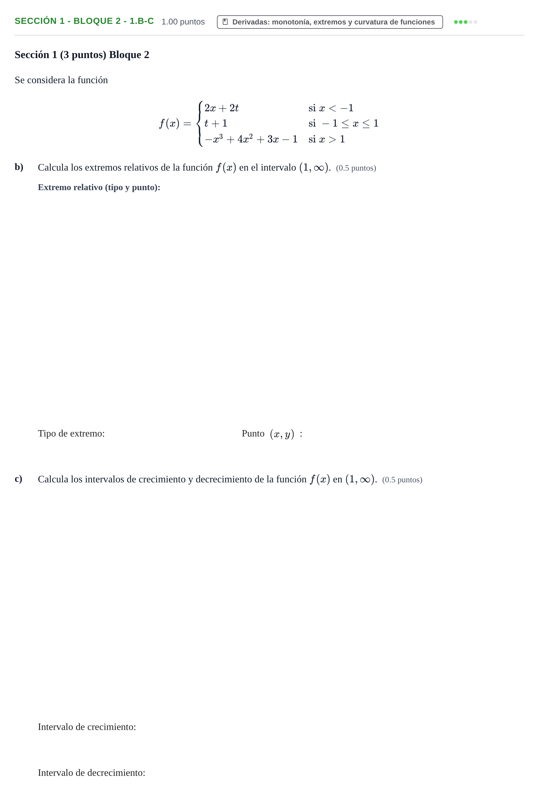 Enunciado: Ejercicio Sección 1 - Bloque 2 - 1.b-c · Matemáticas aplicadas a las Ciencias Sociales II PAU Castilla-La Mancha Extraordinaria 2022