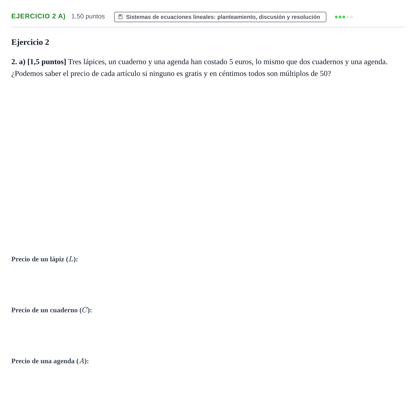 Enunciado: Ejercicio 2 a) · Matemáticas II PAU Castilla-La Mancha Ordinaria 2022