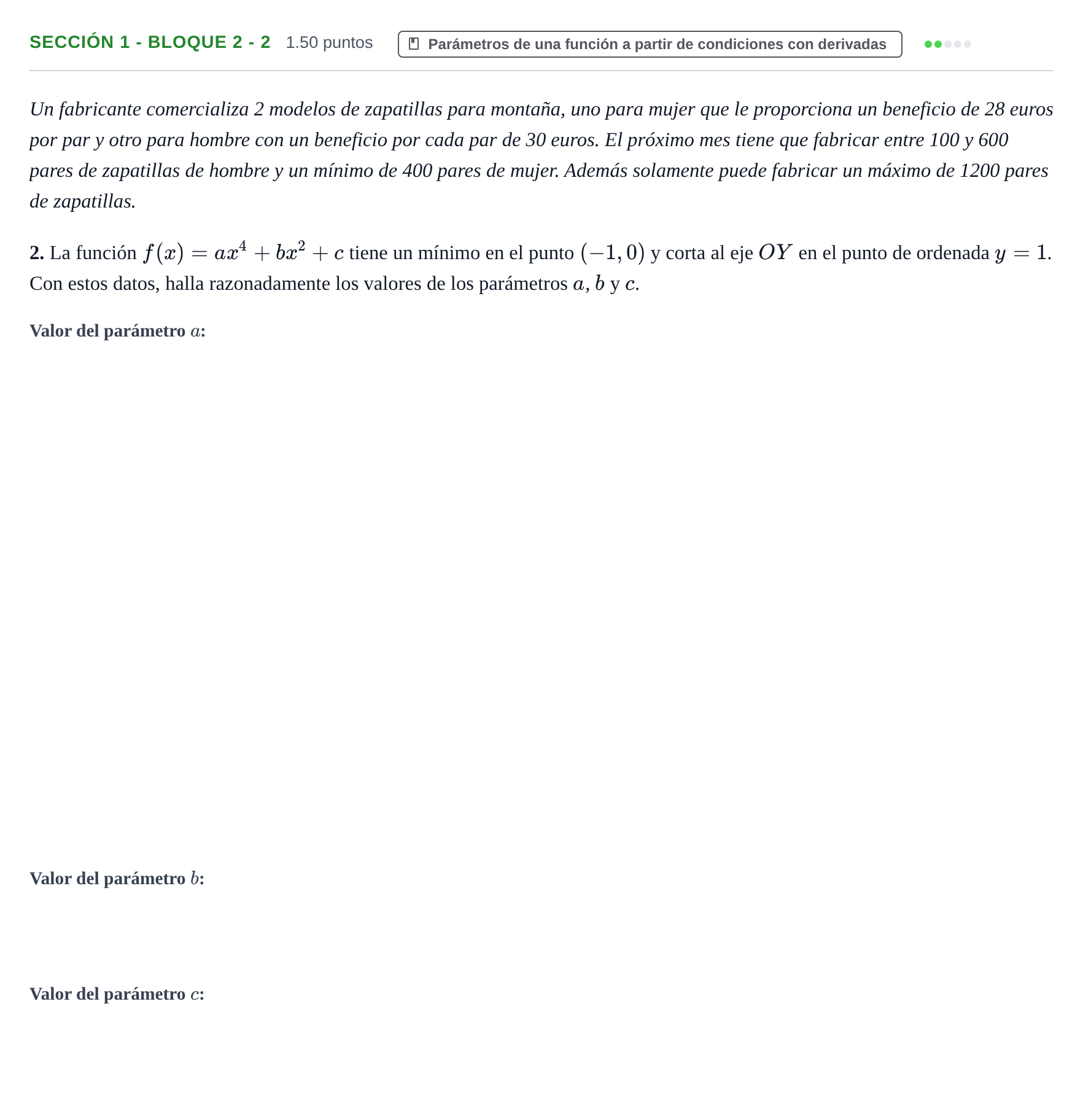 Enunciado: Ejercicio Sección 1 - Bloque 2 - 2 · Matemáticas aplicadas a las Ciencias Sociales II PAU Castilla-La Mancha Ordinaria 2022
