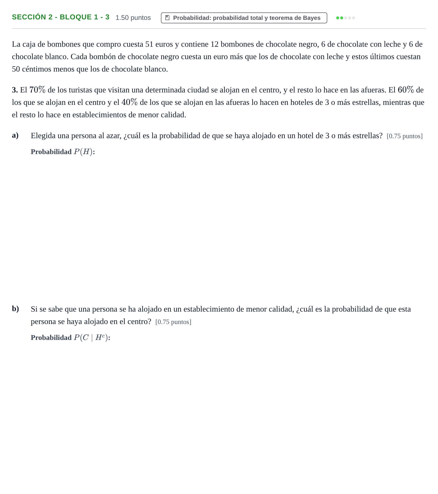 Enunciado: Ejercicio Sección 2 - Bloque 1 - 3 · Matemáticas aplicadas a las Ciencias Sociales II PAU Castilla-La Mancha Ordinaria 2022
