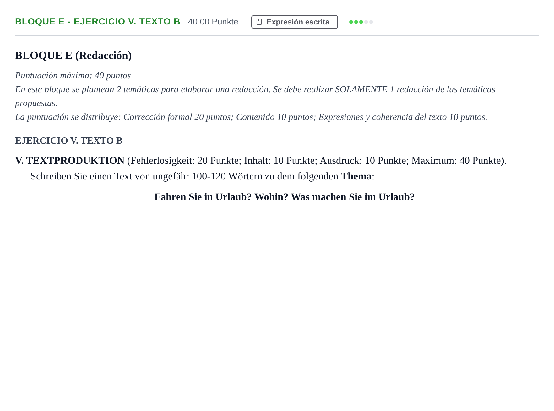 Enunciado: Bloque E - Ejercicio V. Texto B · Alemán PAU Andalucía Extraordinaria Reserva 2024
