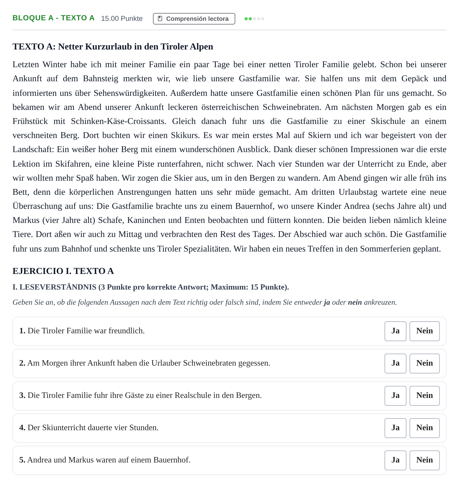 Enunciado: Bloque A - Texto A · Alemán PAU Andalucía Extraordinaria Titular (Acceso) 2024