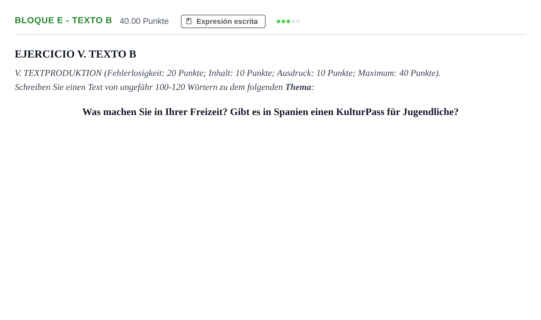 Enunciado: Bloque E - Texto B · Alemán PAU Andalucía Extraordinaria Titular (Acceso) 2024