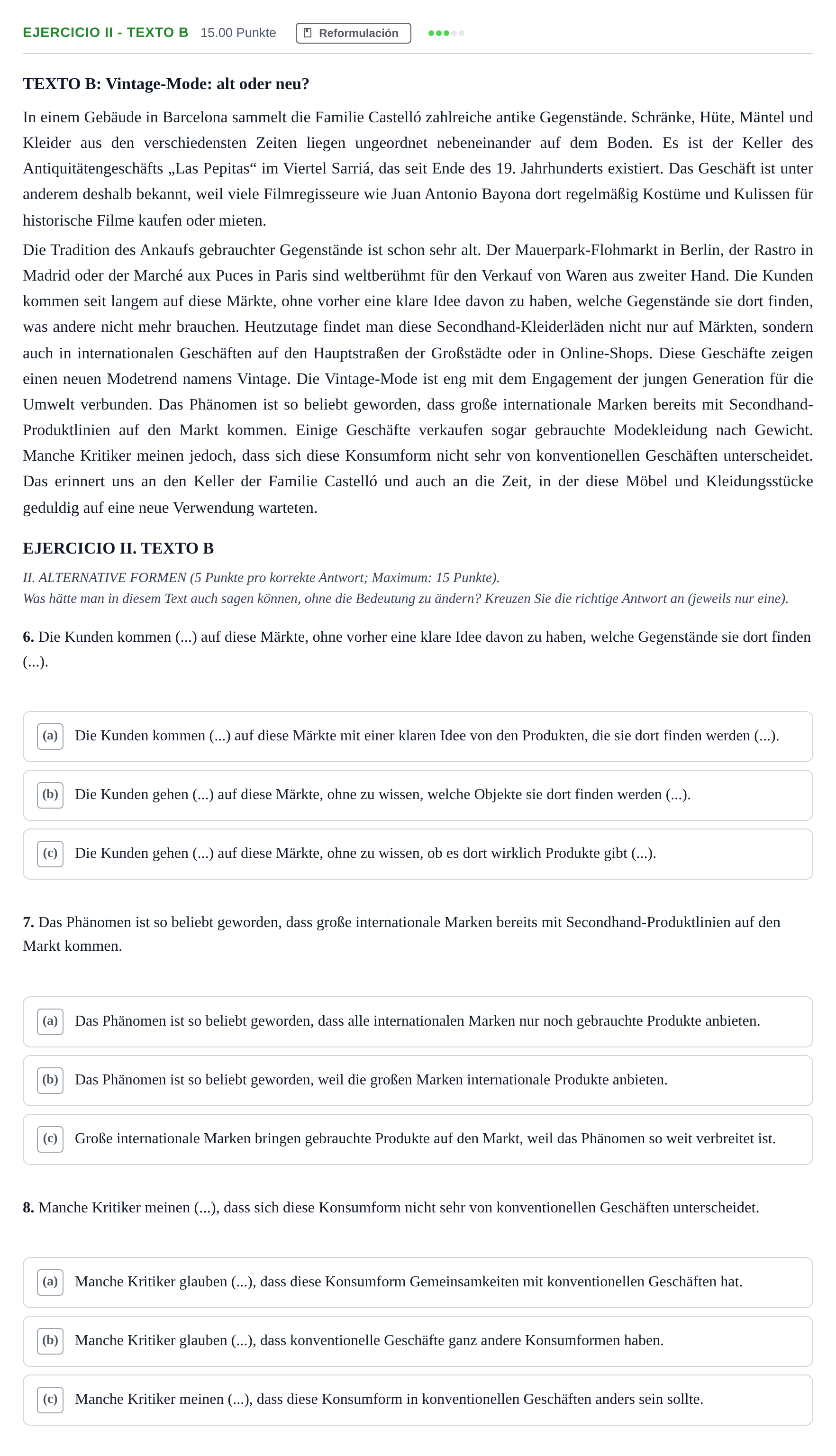 Enunciado: Ejercicio II - Texto B · Alemán PAU Andalucía Ordinaria Titular (Acceso) 2024