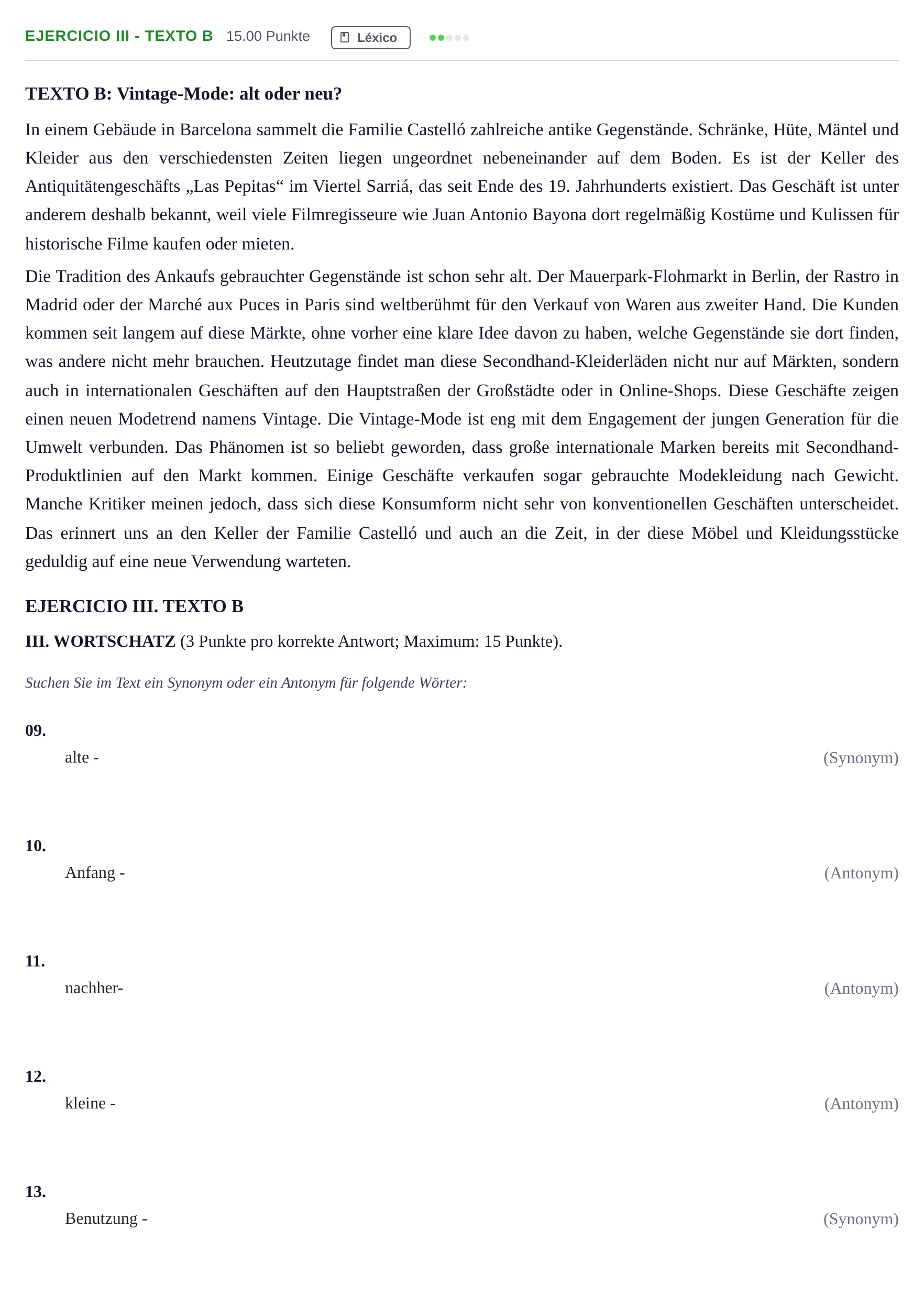 Enunciado: Ejercicio III - Texto B · Alemán PAU Andalucía Ordinaria Titular (Acceso) 2024