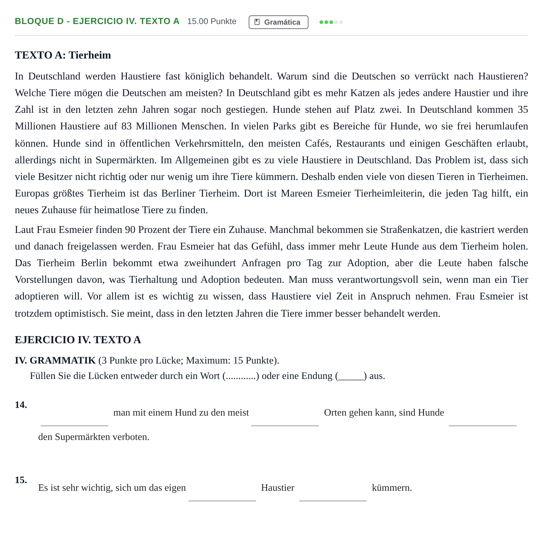 Enunciado: Bloque D - Ejercicio IV. Texto A · Alemán PAU Andalucía Ordinaria Reserva 2024