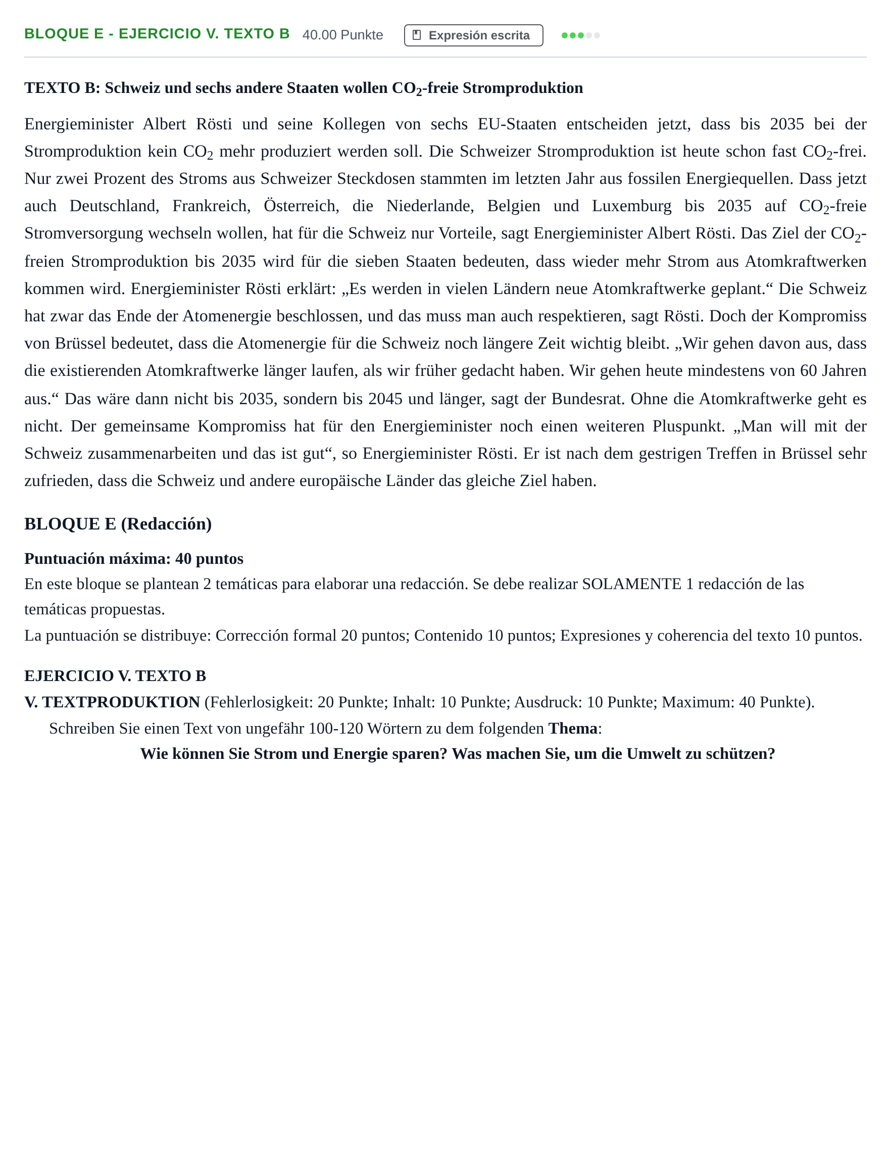 Enunciado: Bloque E - Ejercicio V. Texto B · Alemán PAU Andalucía Ordinaria Reserva 2024