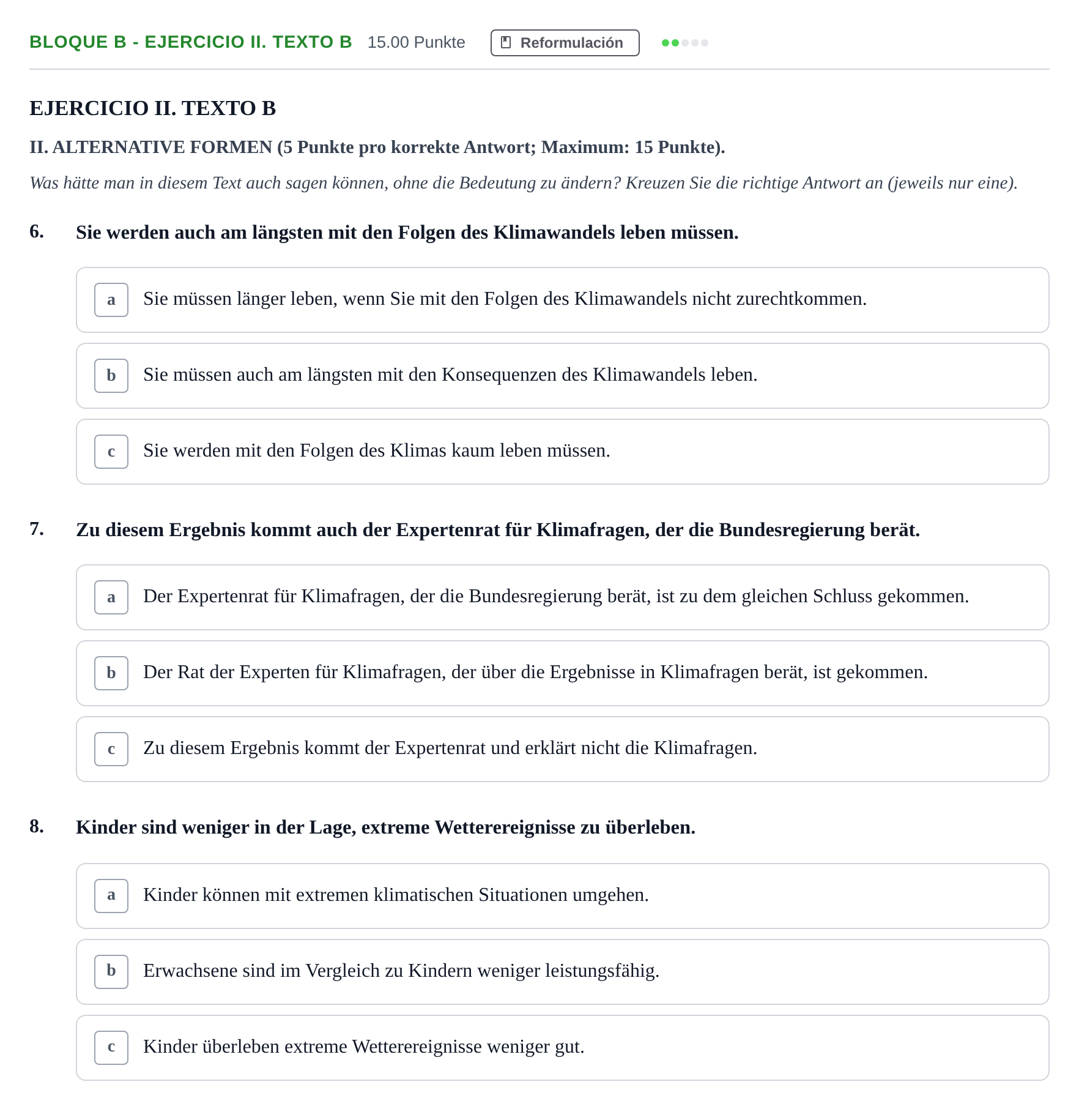 Enunciado: Bloque B - Ejercicio II. Texto B · Alemán PAU Andalucía Ordinaria Titular (Admisión) 2024
