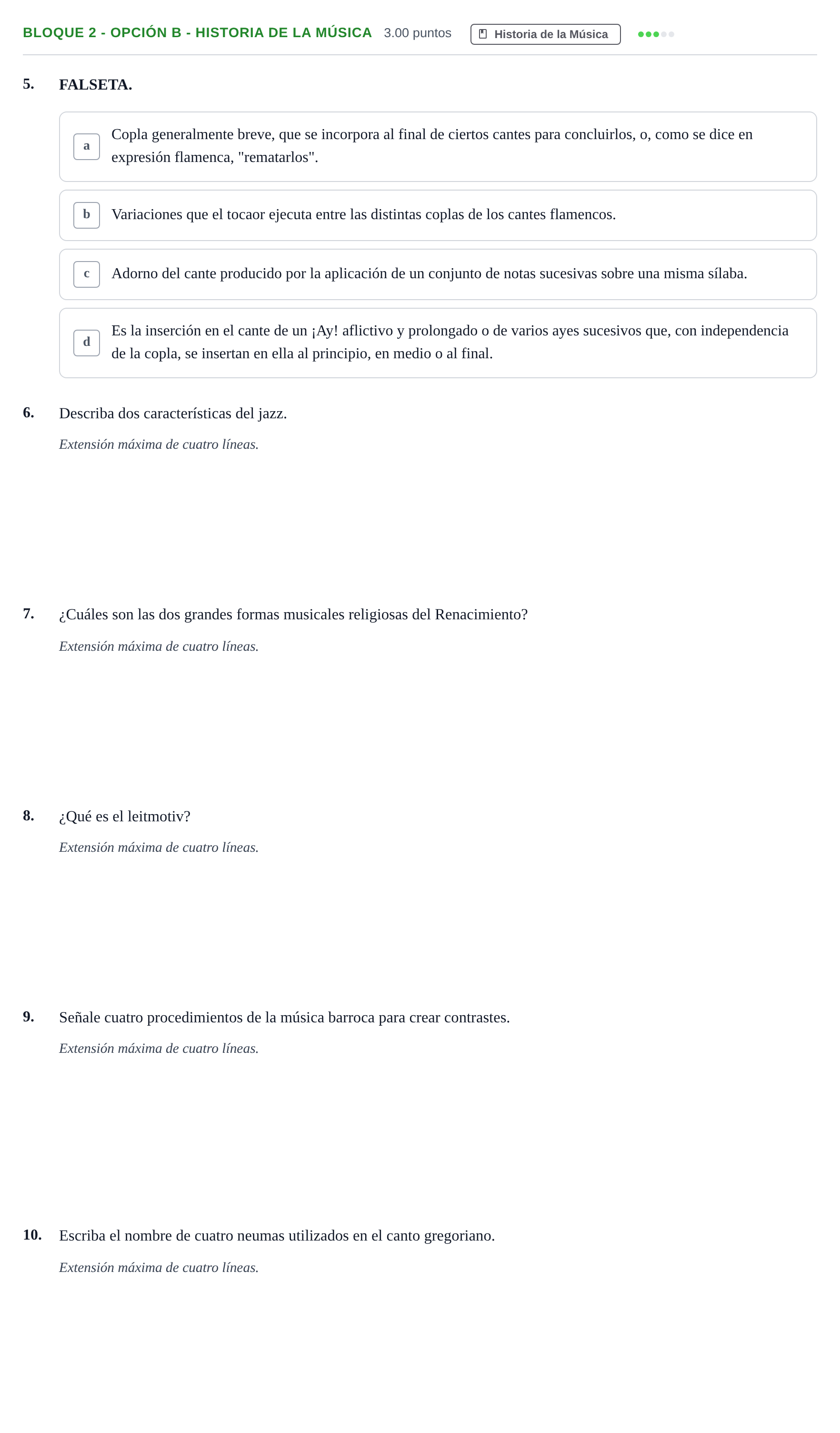 Enunciado: Bloque 2 - Opción B - Historia de la Música · Análisis Musical II PAU Andalucía Ordinaria Titular 2024
