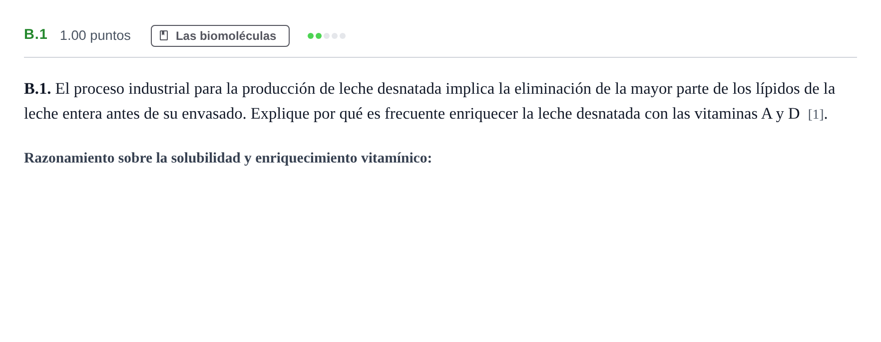 Enunciado: Ejercicio B.1 · Biología PAU Andalucía Extraordinaria Reserva 2024