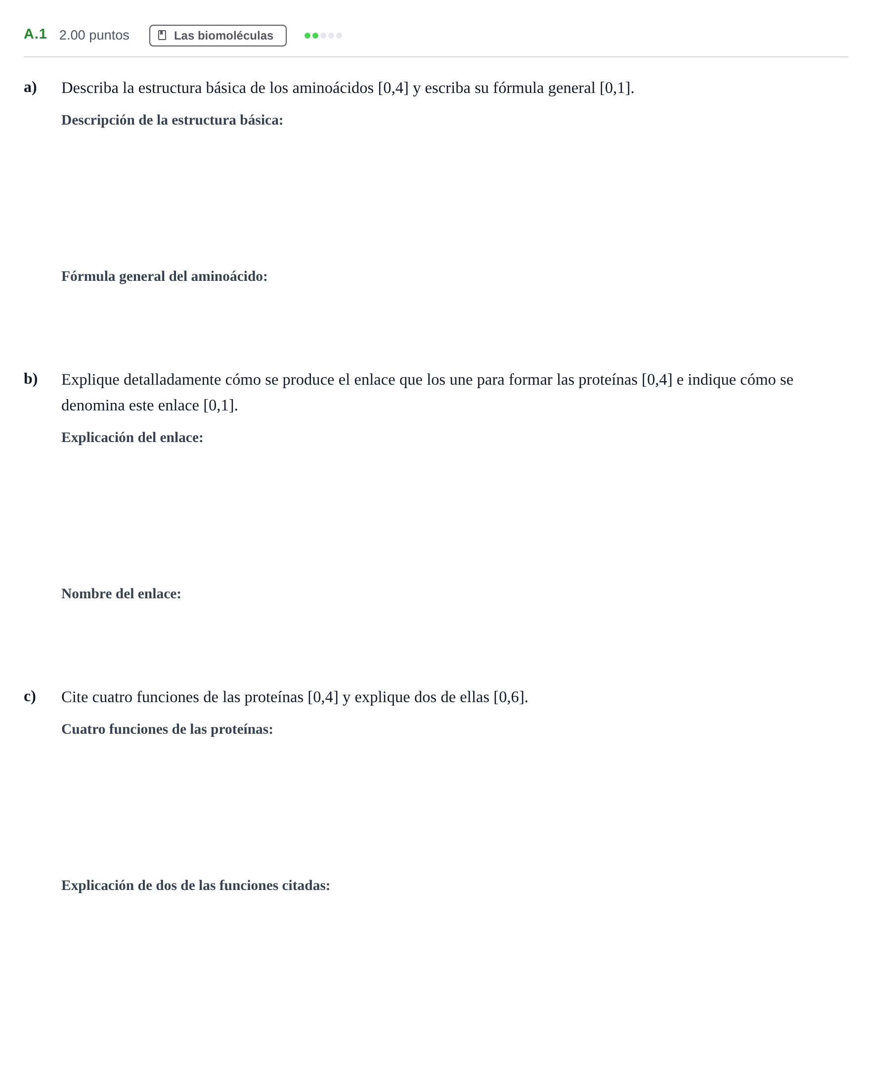 Enunciado: Ejercicio A.1 · Biología PAU Andalucía Extraordinaria Titular 2024
