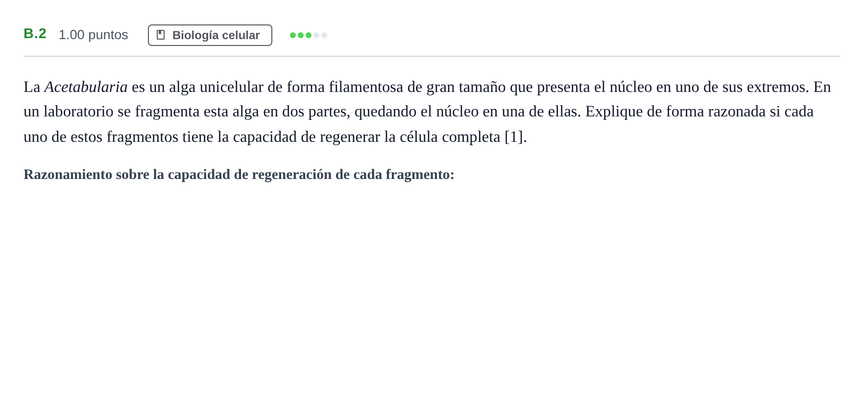 Enunciado: Ejercicio B.2 · Biología PAU Andalucía Ordinaria Reserva 2024