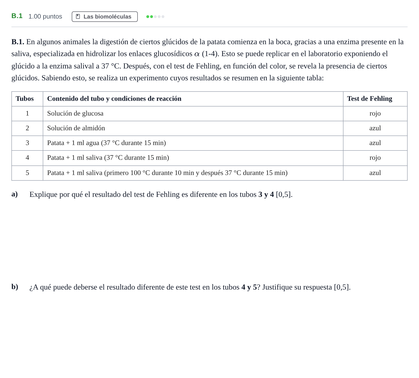 Enunciado: Ejercicio B.1 · Biología PAU Andalucía Ordinaria Suplente 2024