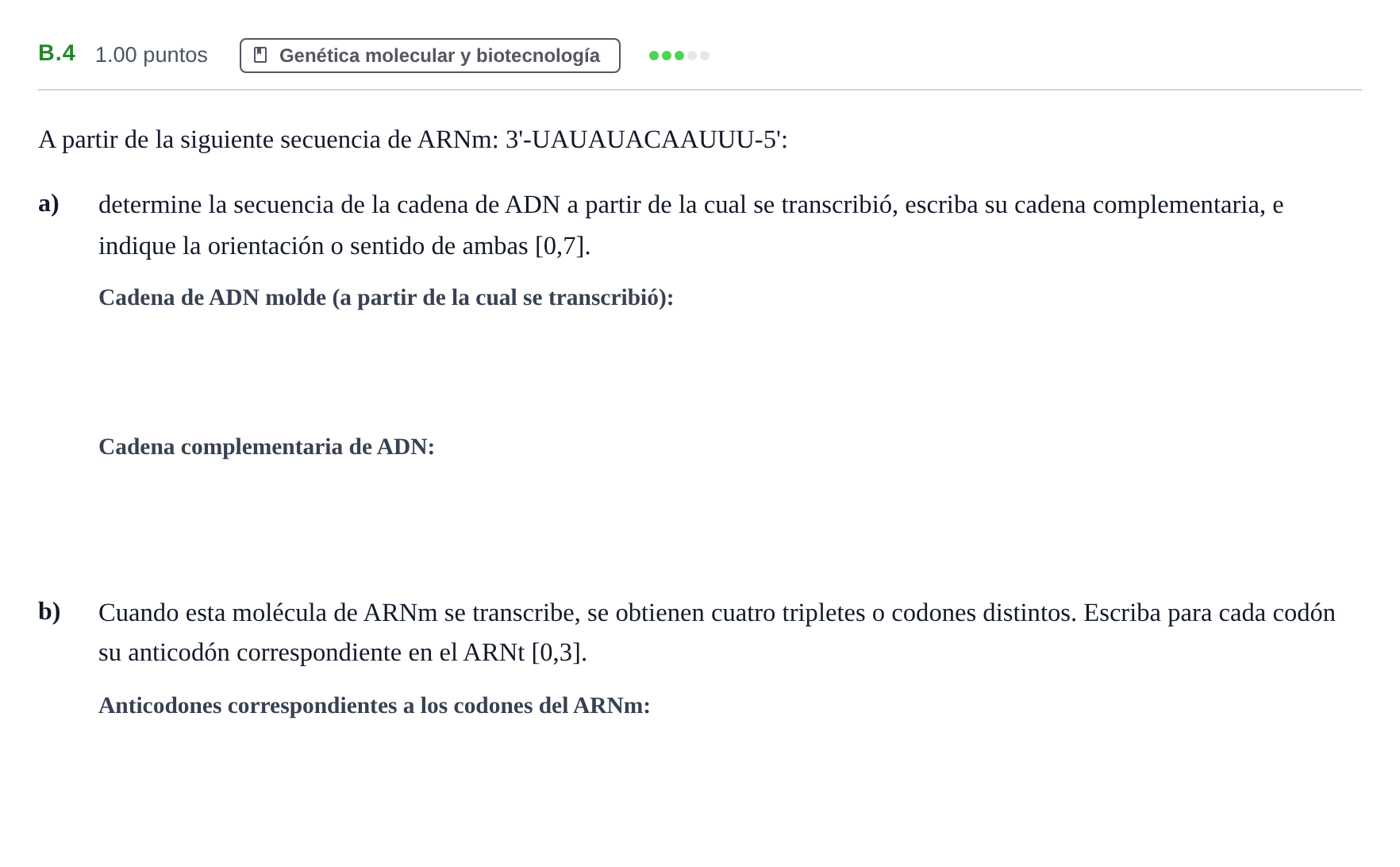 Enunciado: Ejercicio B.4 · Biología PAU Andalucía Ordinaria Suplente 2024