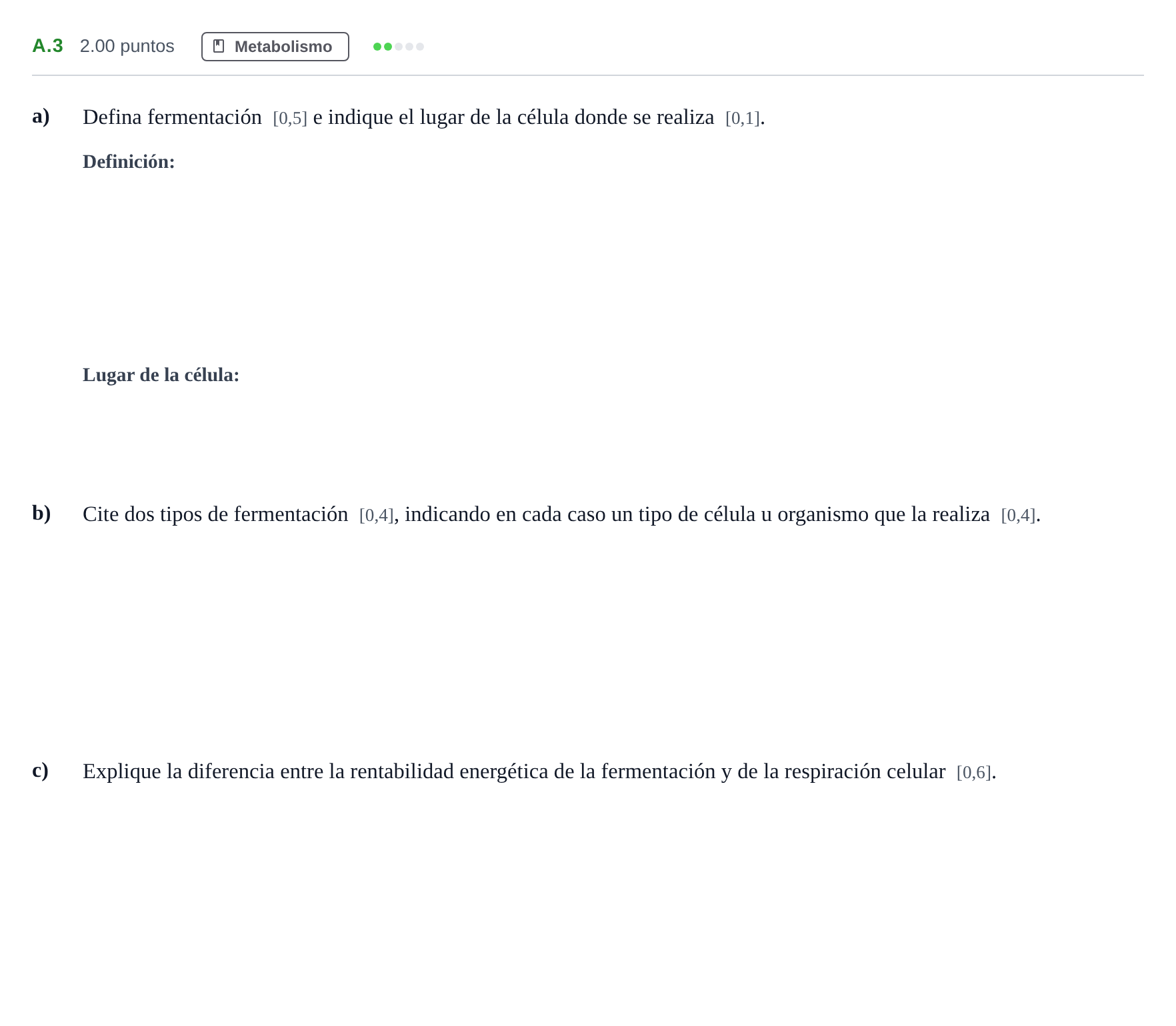 Enunciado: Ejercicio A.3 · Biología PAU Andalucía Ordinaria Titular 2024