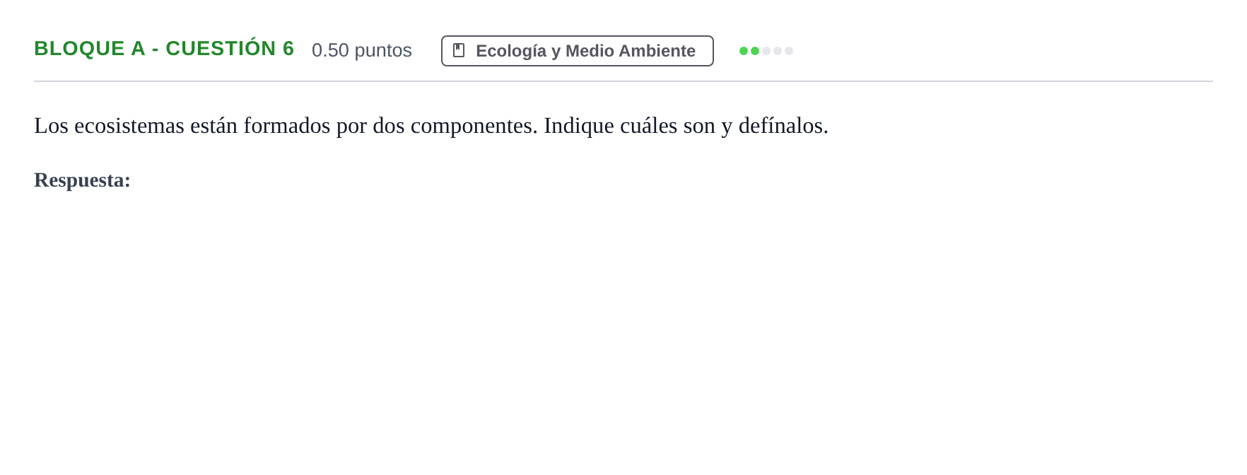 Enunciado: Bloque A - Cuestión 6 · Ciencias Generales PAU Andalucía Extraordinaria Reserva 2024