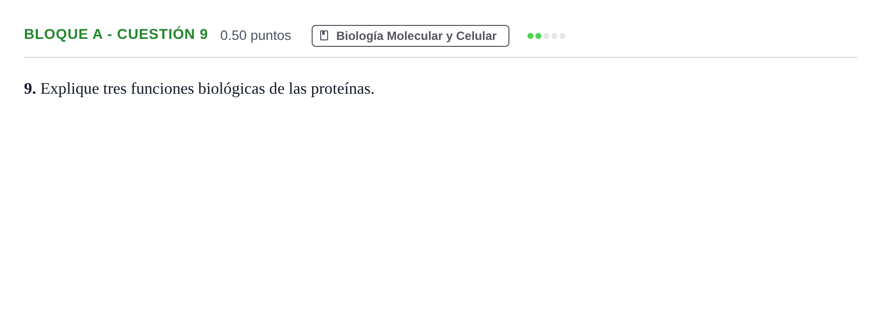 Enunciado: Bloque A - Cuestión 9 · Ciencias Generales PAU Andalucía Extraordinaria Reserva 2024