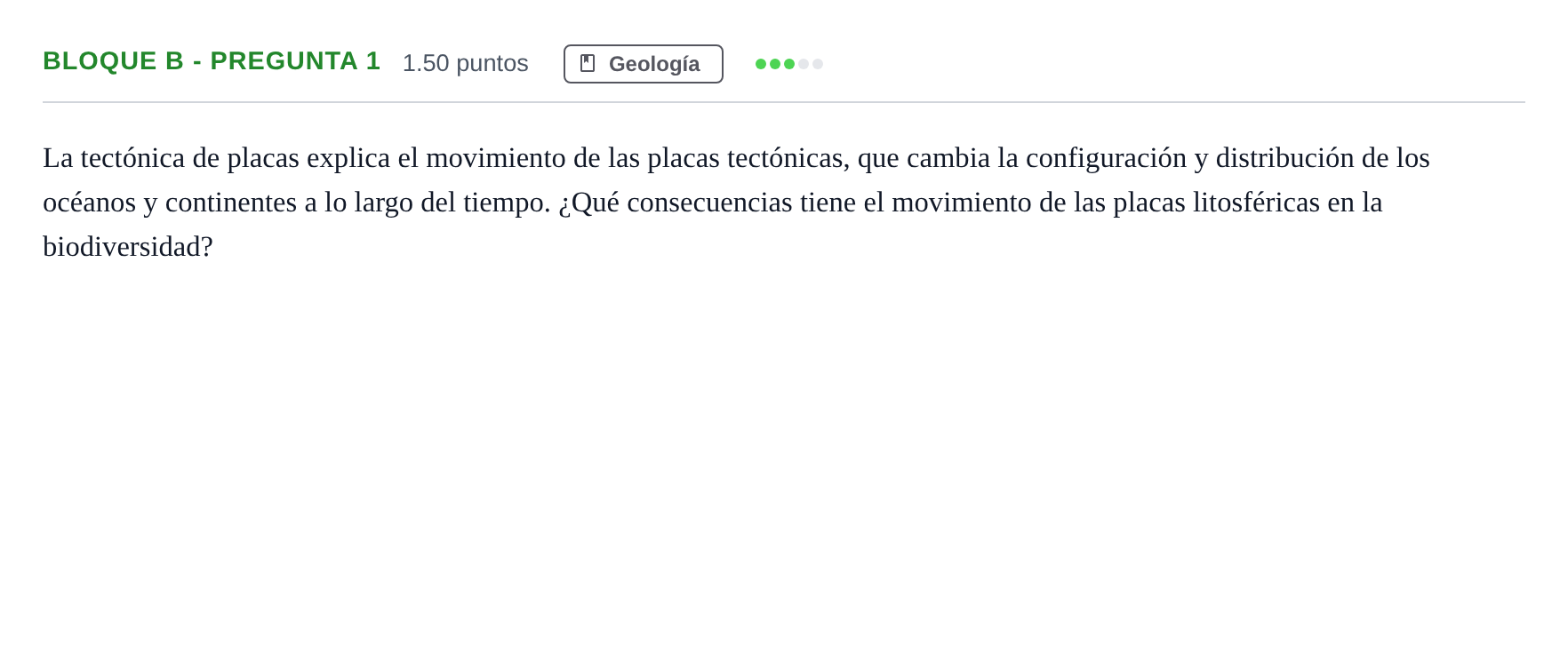 Enunciado: Bloque B - Pregunta 1 · Ciencias Generales PAU Andalucía Extraordinaria Reserva 2024