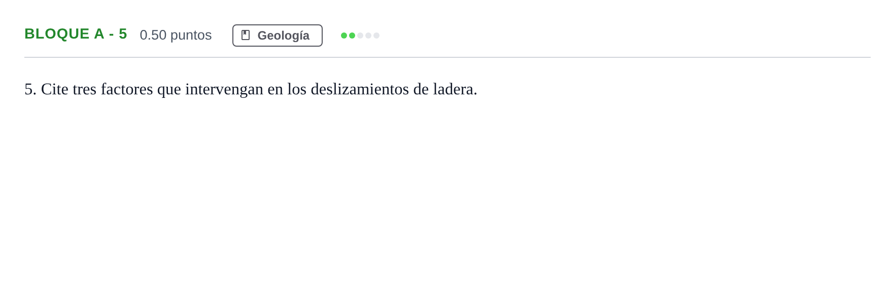 Enunciado: Bloque A - 5 · Ciencias Generales PAU Andalucía Extraordinaria Suplente 2024