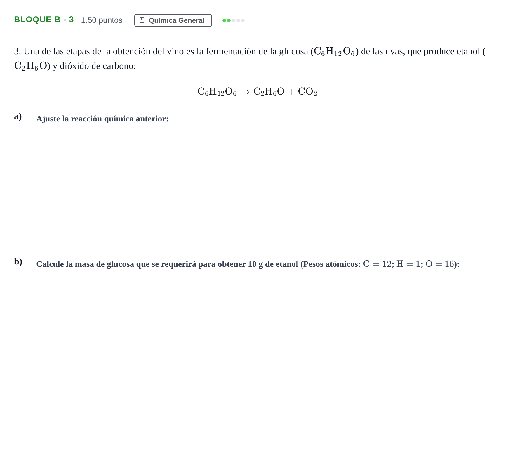 Enunciado: Bloque B - 3 · Ciencias Generales PAU Andalucía Extraordinaria Suplente 2024