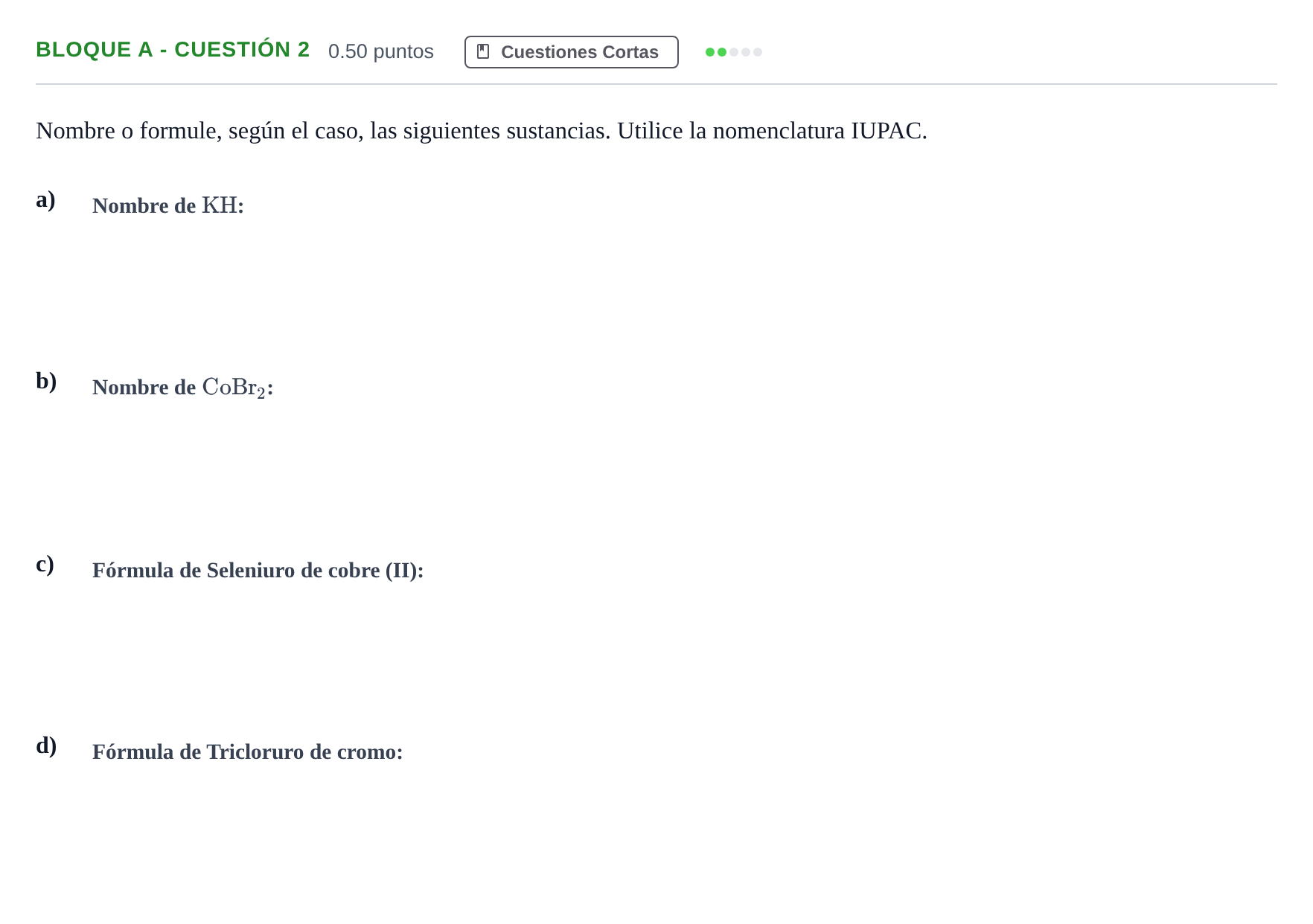Enunciado: Bloque A - Cuestión 2 · Ciencias Generales PAU Andalucía Extraordinaria Titular 2024