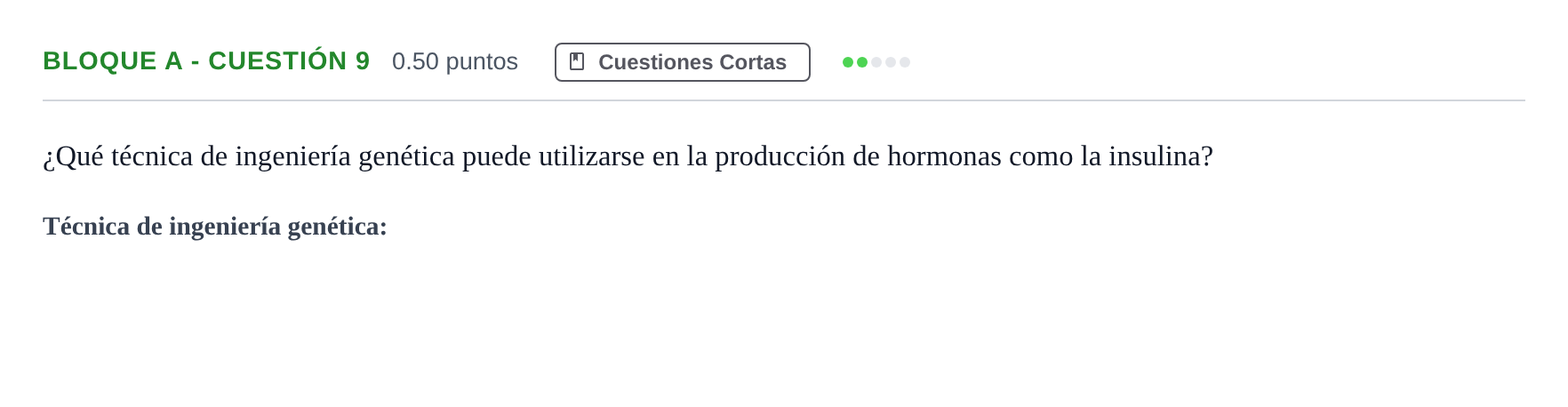 Enunciado: Bloque A - Cuestión 9 · Ciencias Generales PAU Andalucía Extraordinaria Titular 2024