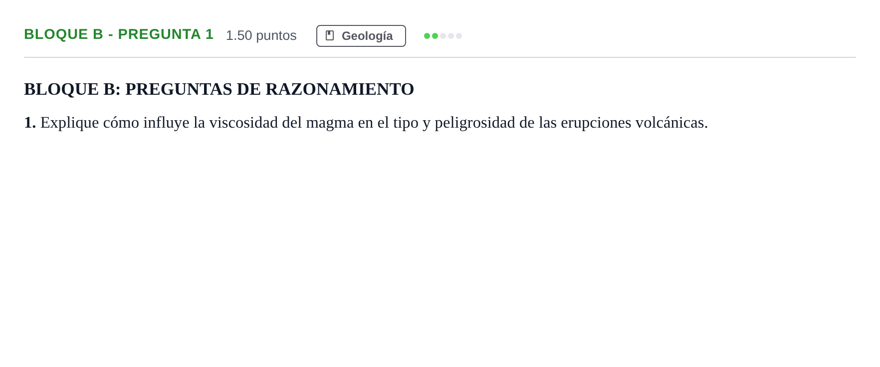 Enunciado: Bloque B - Pregunta 1 · Ciencias Generales PAU Andalucía Ordinaria Reserva 2024